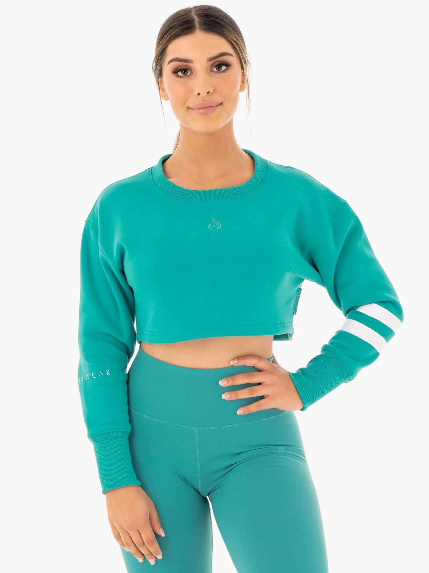 Motion Cropped Sweater - Teal light comfort