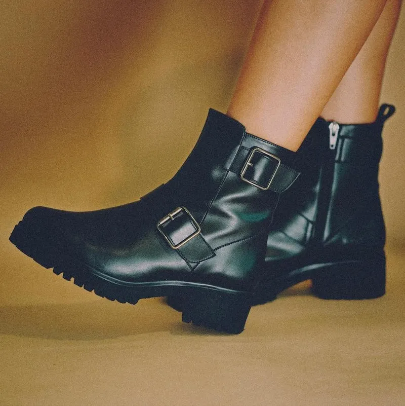 Moto Buckle Boot in Black from Bhava warm core