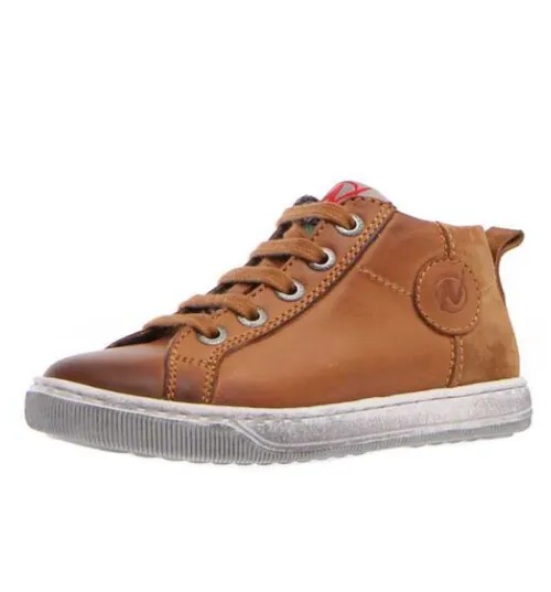 Naturino Boy's Life High Top Nappa/Suede Sneakers, Cognac hang out