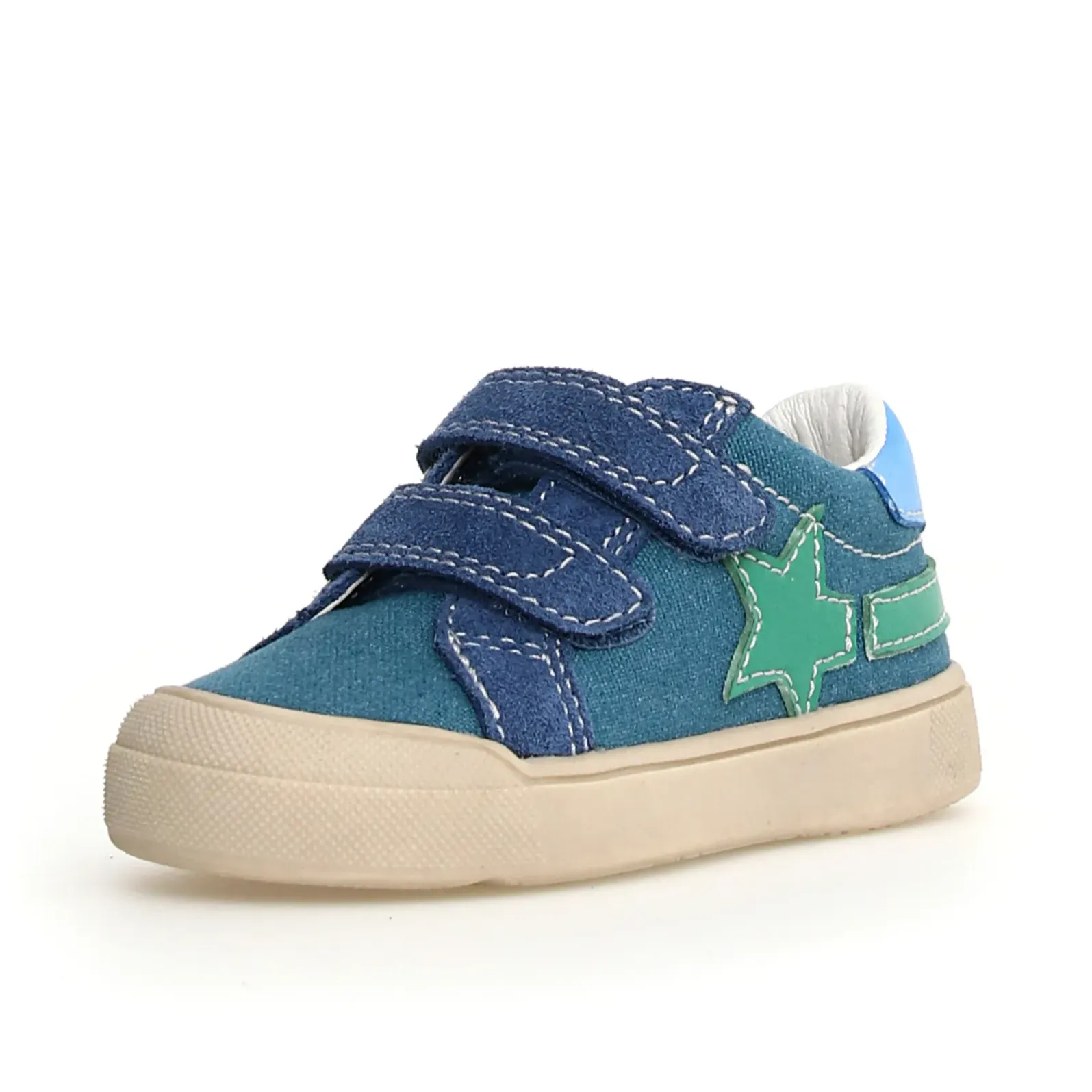 Naturino Boy's Singery Low Vl Casual Shoes - Jeans / Green chill flow