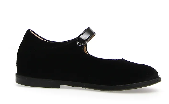 Naturino Girl's Calen Velvet Flat Shoes - Black tactile feel