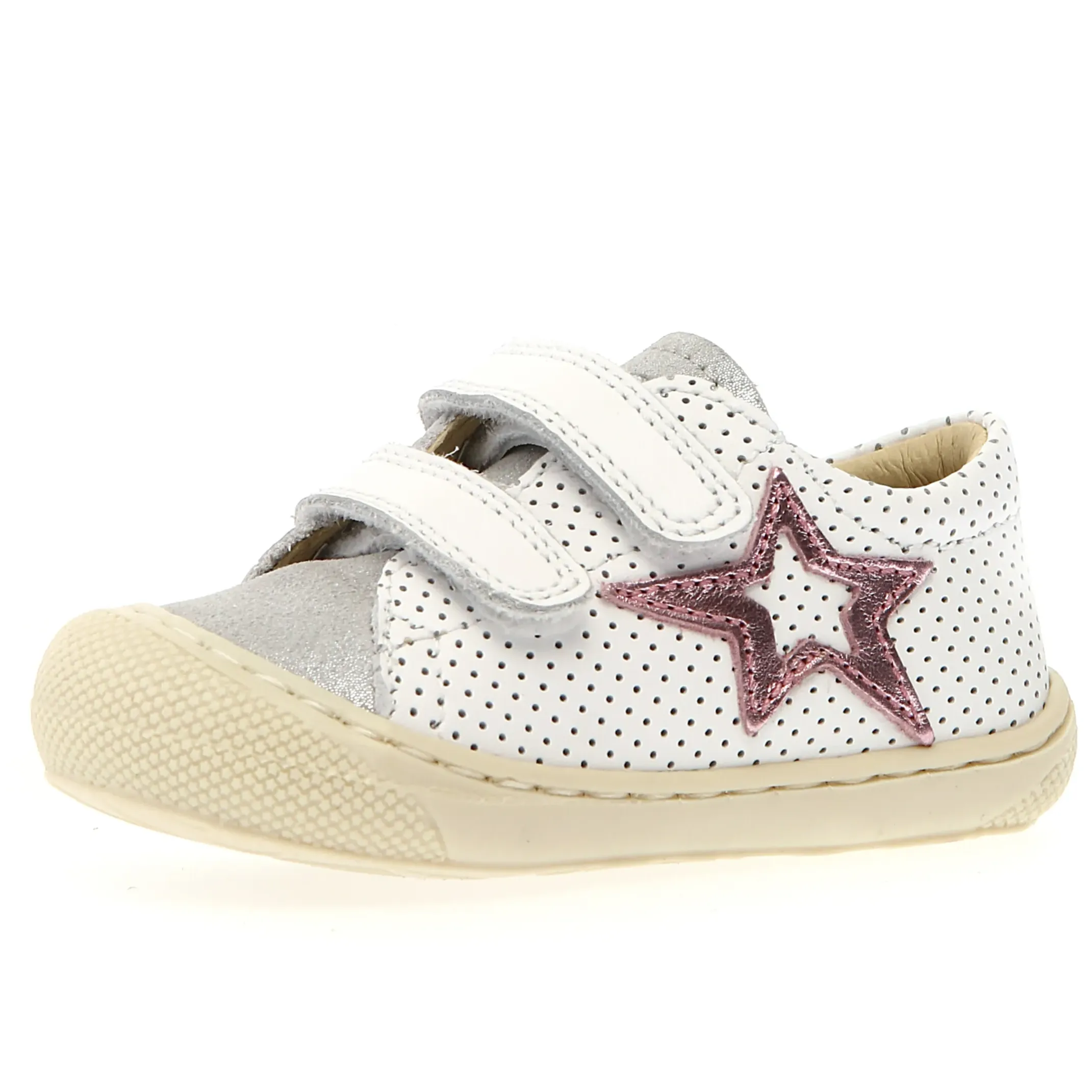 Naturino Girl's Kolde Low Vl Casual Shoes - White / Silver / Pink cool twist
