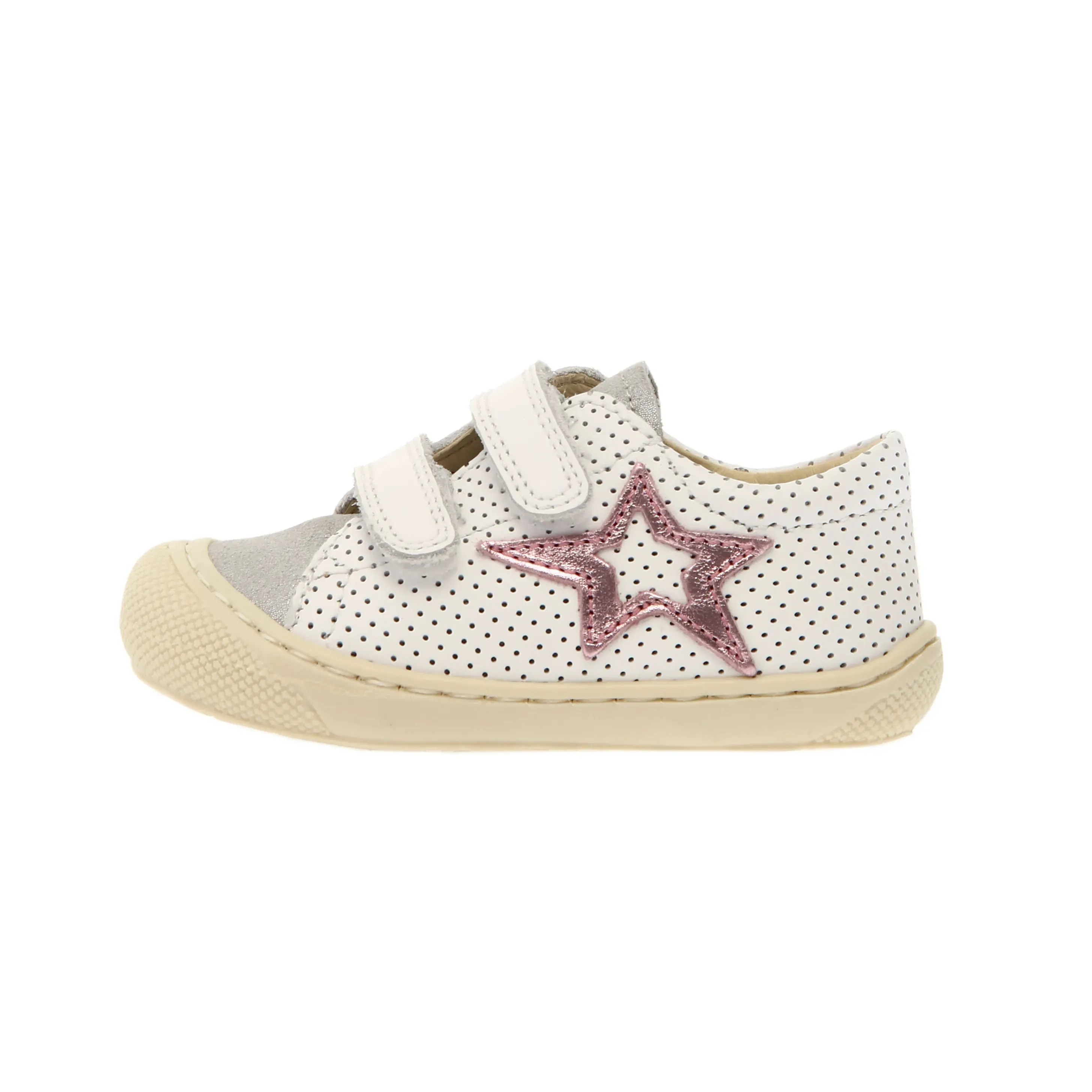 Naturino Girl's Kolde Low Vl Casual Shoes - White / Silver / Pink daily wear