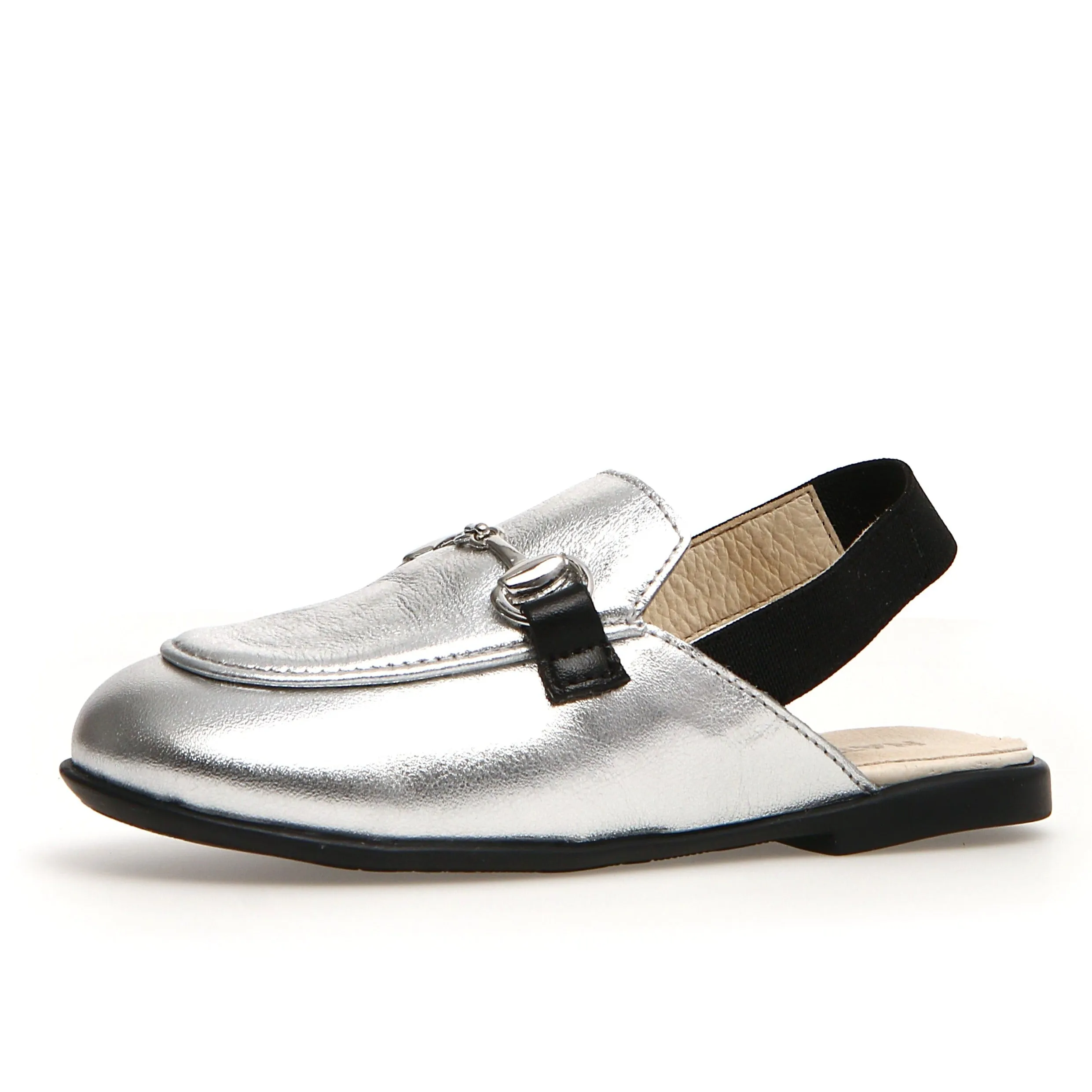 Naturino Girl's Mestre Sling Backs - Silver/Black clean core