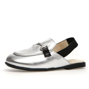 Naturino Girl's Mestre Sling Backs - Silver/Black clean core
