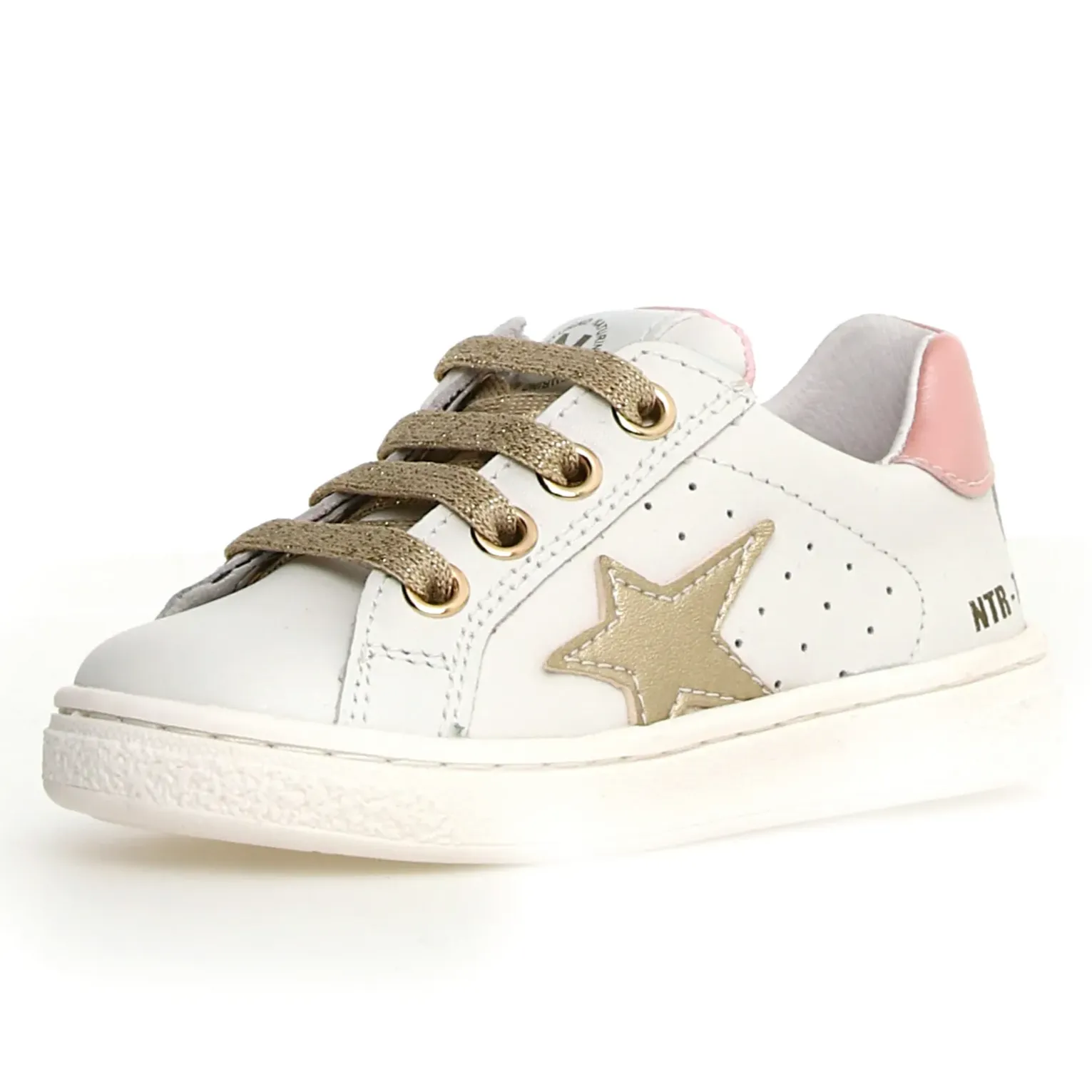 Naturino Girl's Pinn Zip Casual Shoes - Metallic White / Platinum / Pink feel smooth