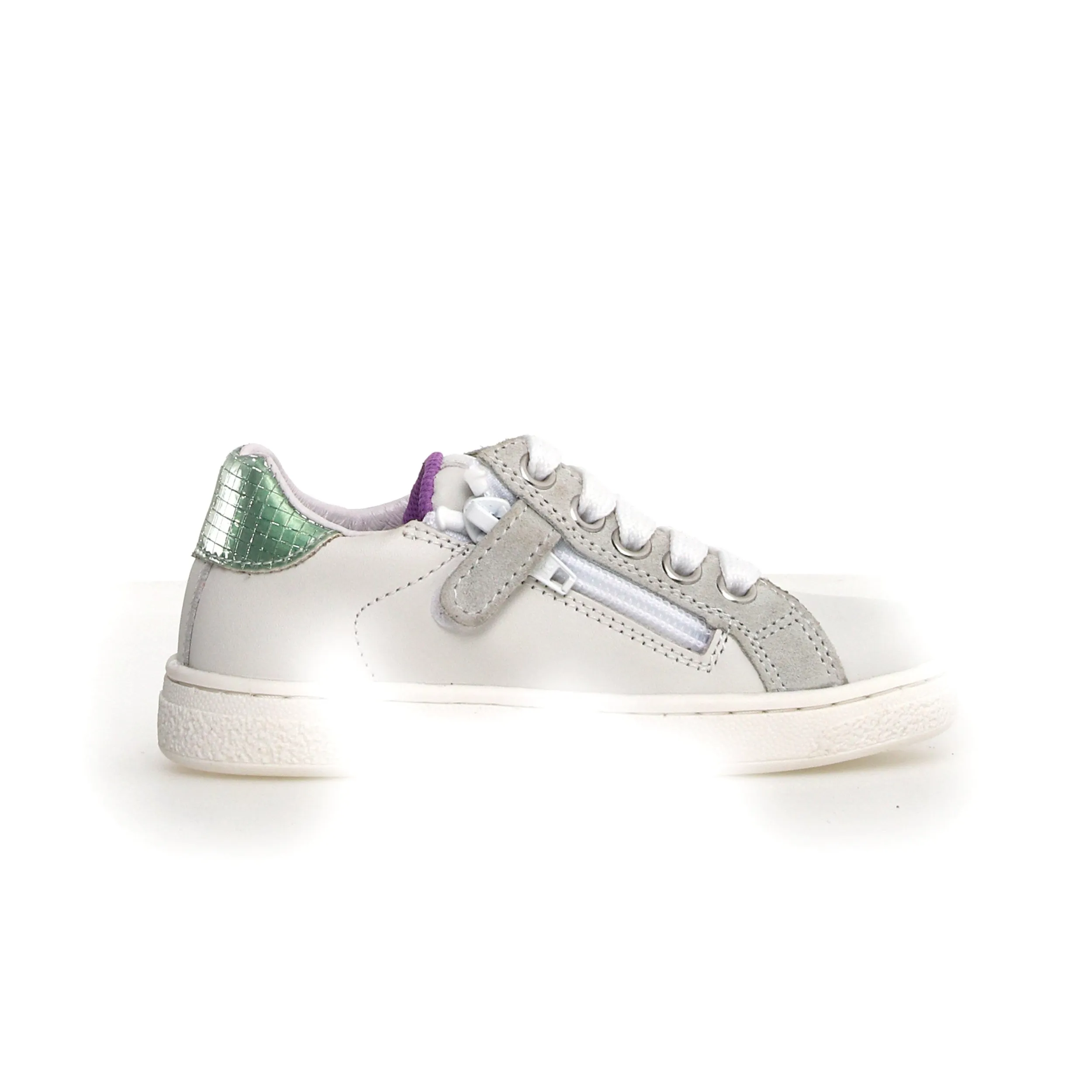 Naturino Girl's Pinn Zip Casual Shoes - White / Rose/ Capri off duty