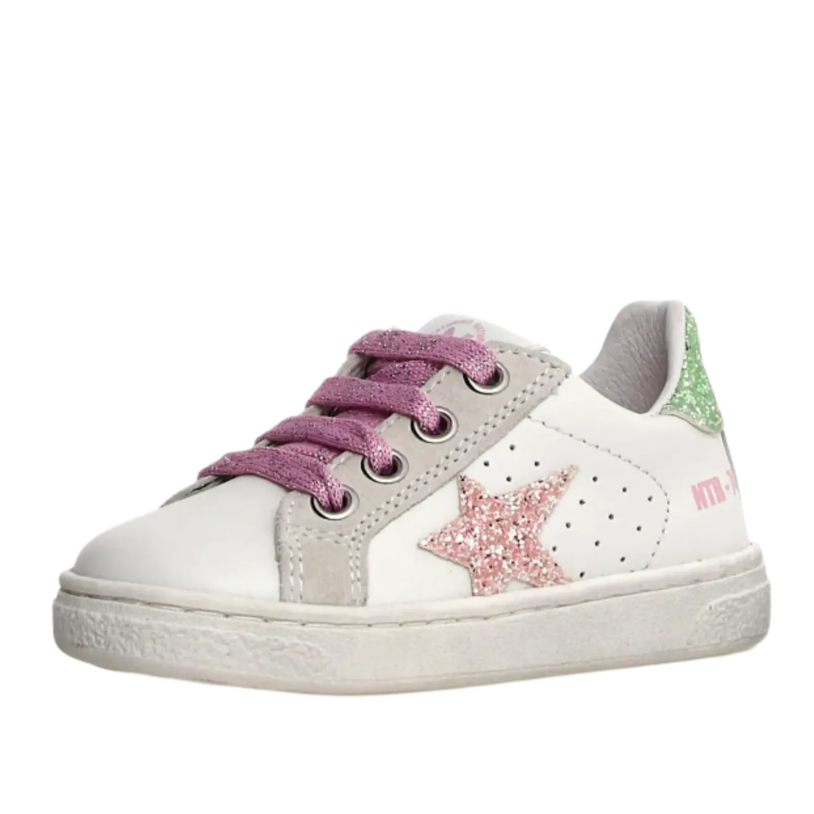 Naturino Girl's Pinn Zip Casual Shoes - White/Pink/Light Green work chill