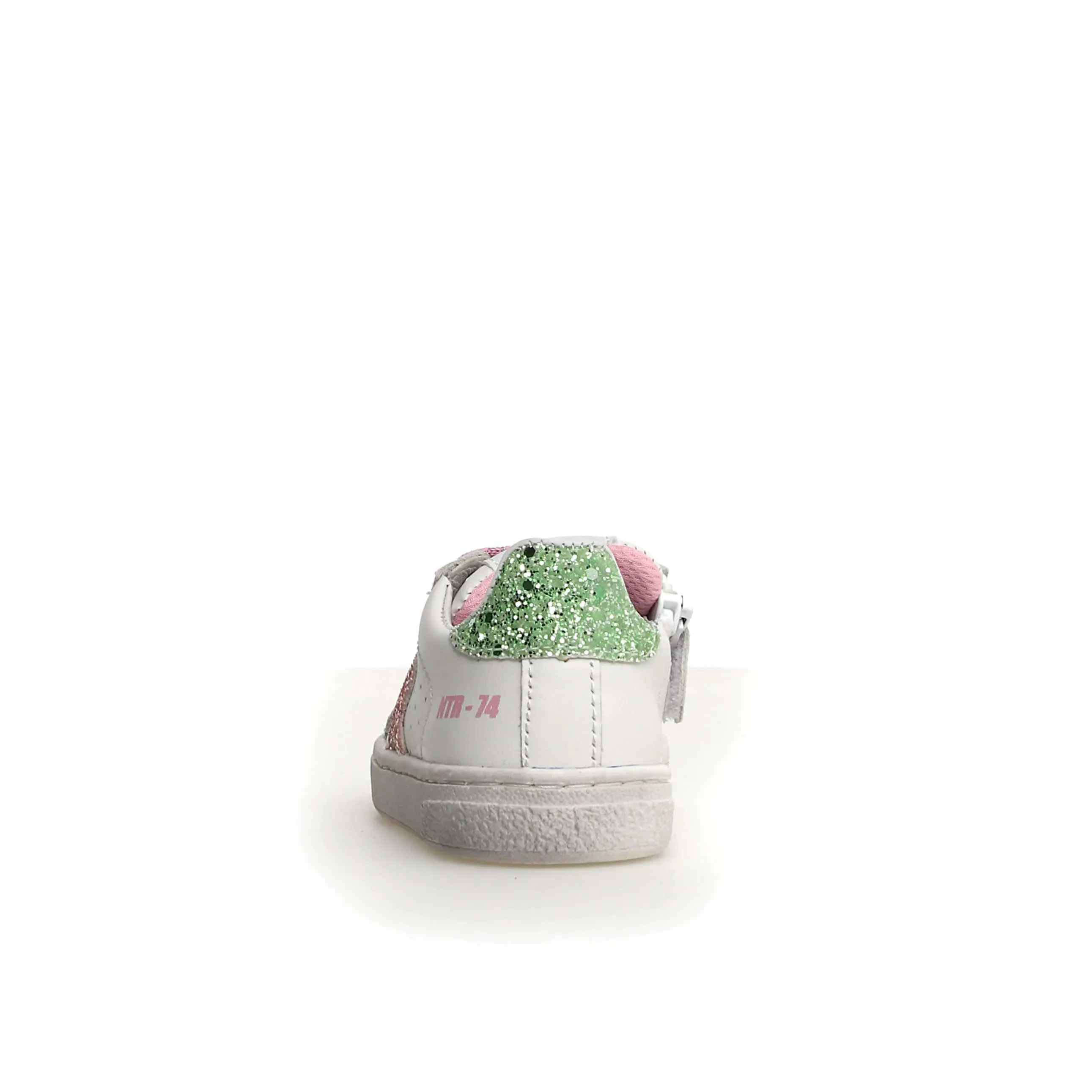 Naturino Girl's Pinn Zip Casual Shoes - White/Pink/Light Green basic edge