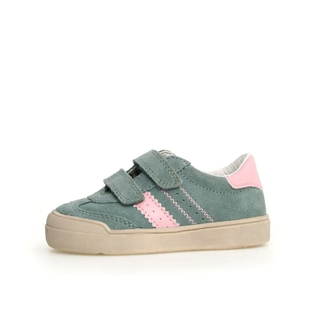 Naturino Girl's Riby Vl Casual Shoe with Hoop and Loop Closure - Sage / Pink neat style
