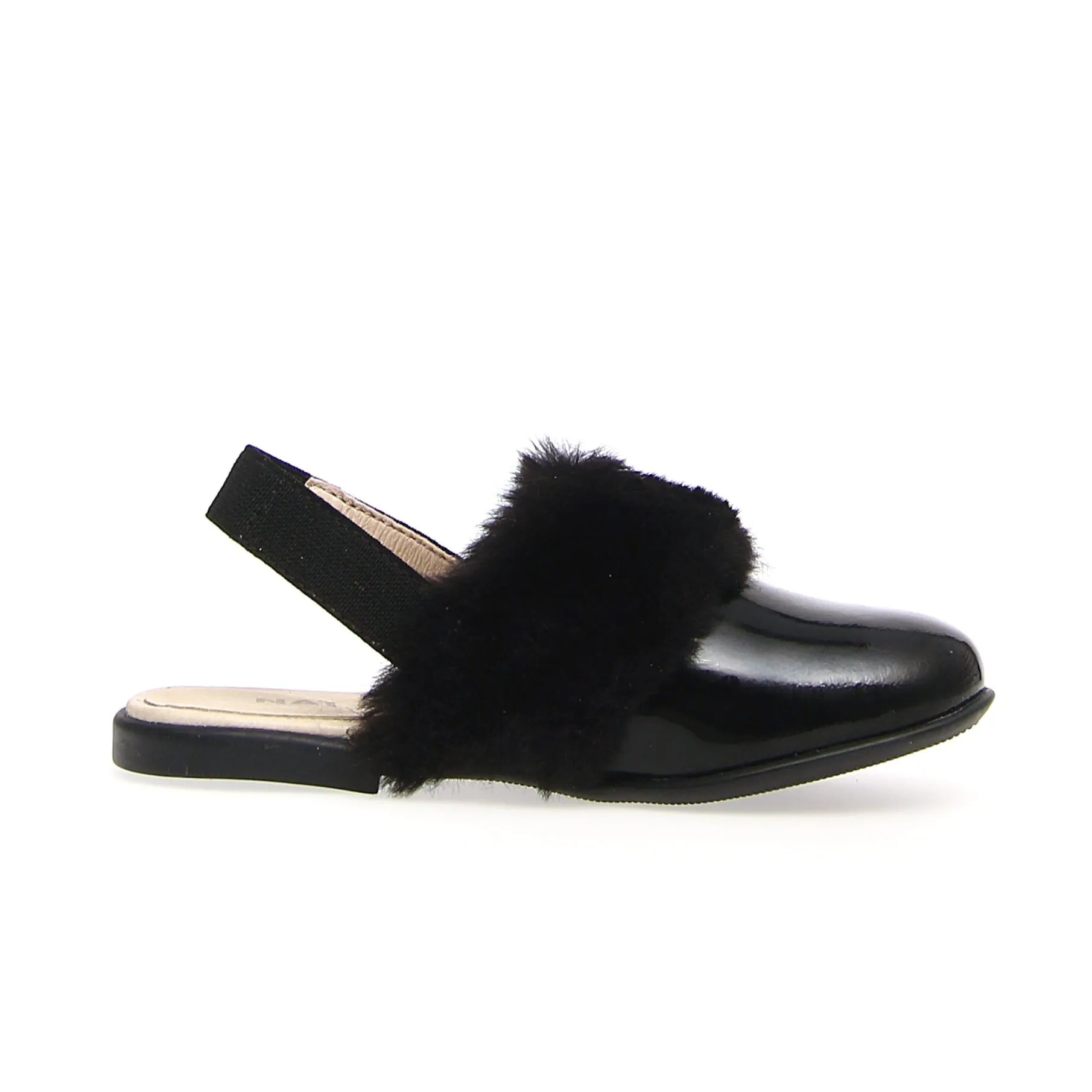Naturino Girl's Toocuutie Faux Fur Slides - Black foot relief