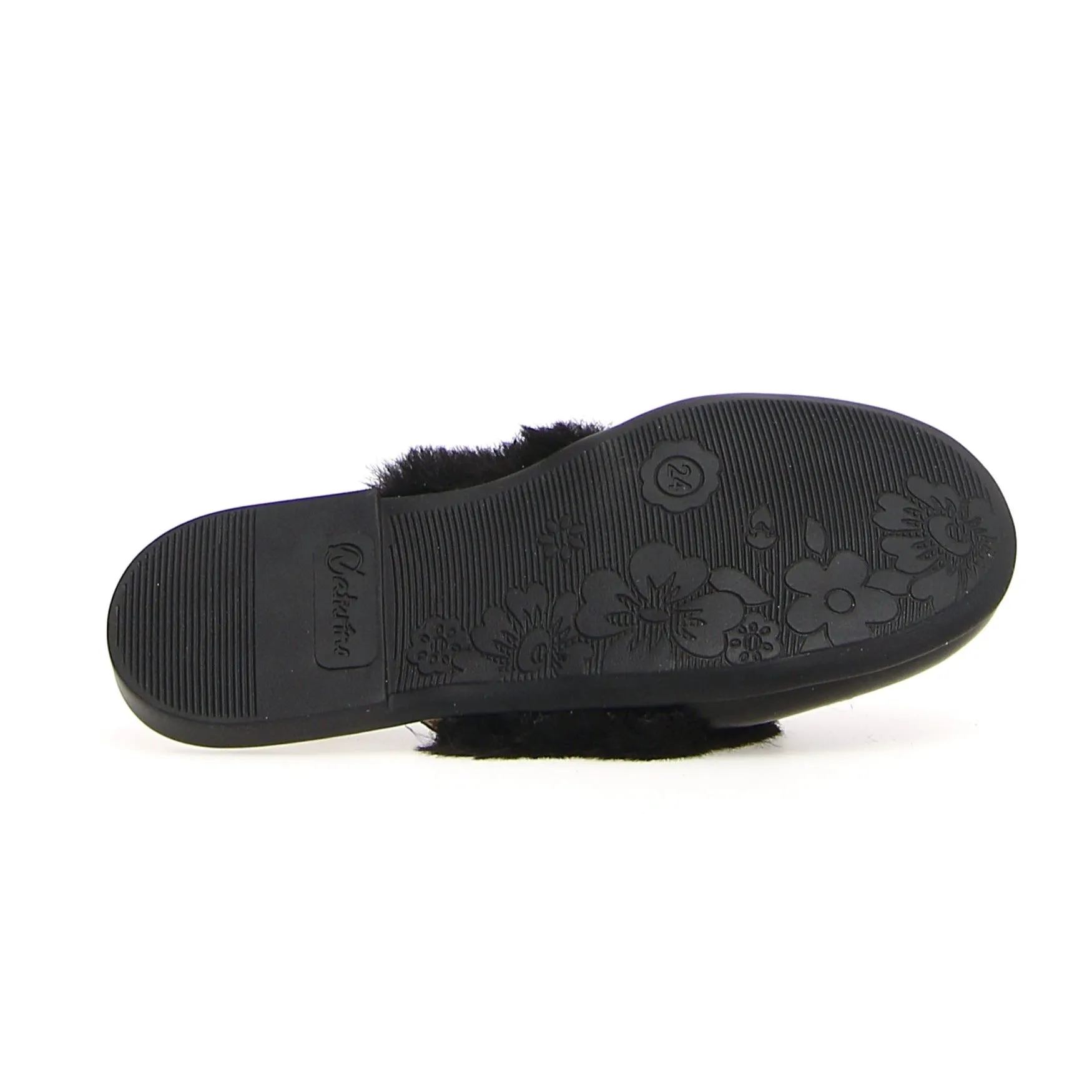 Naturino Girl's Toocuutie Faux Fur Slides - Black clean silhouette