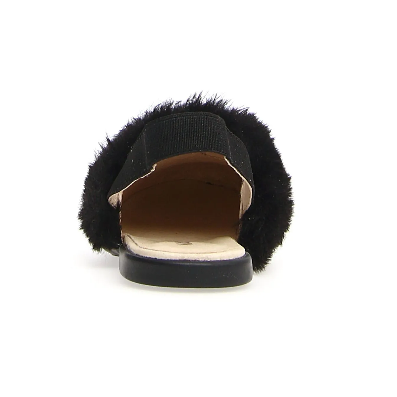 Naturino Girl's Toocuutie Faux Fur Slides - Black simple line