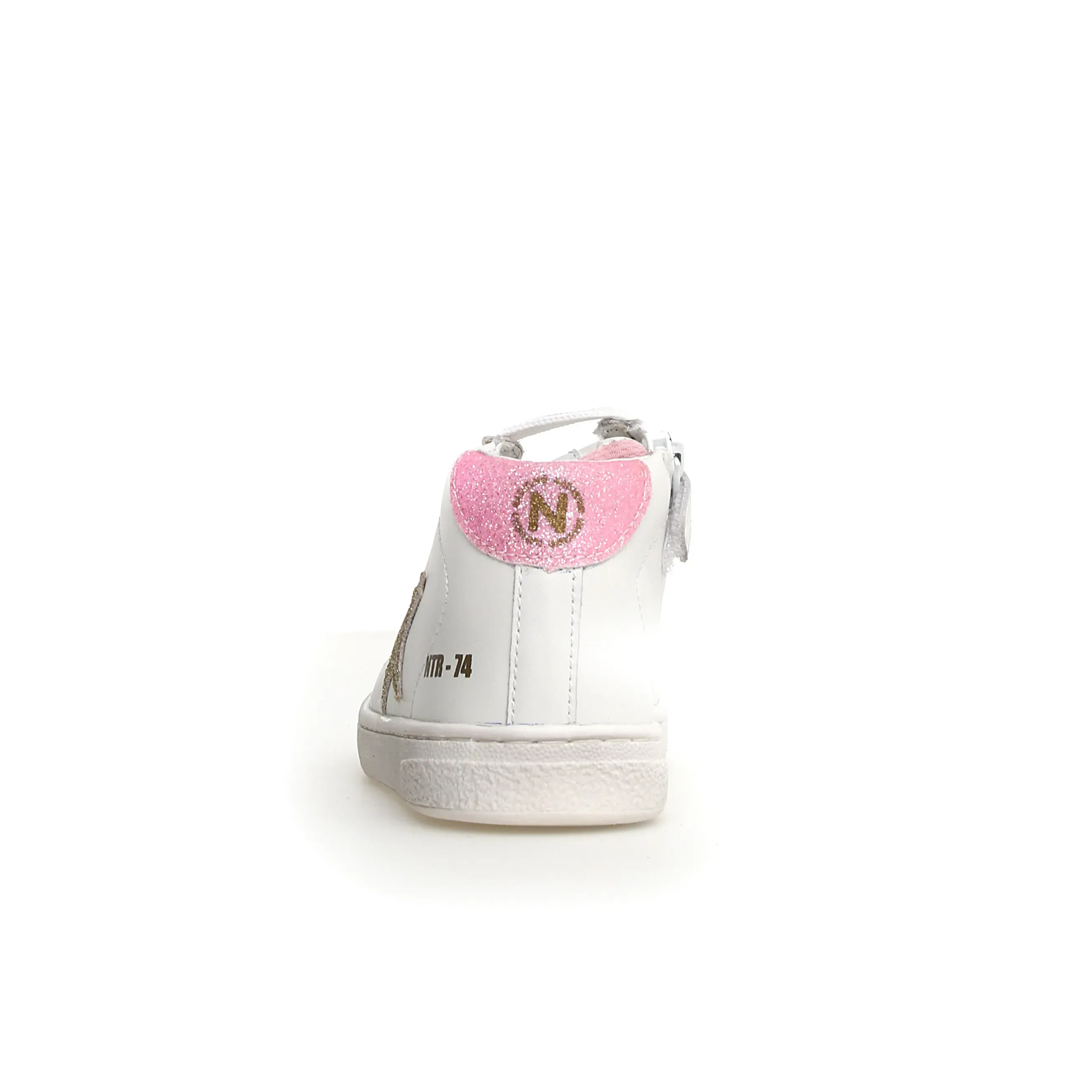 Naturino Pinn High Zip Girl's Casual Shoes - White/Platinum relax fit