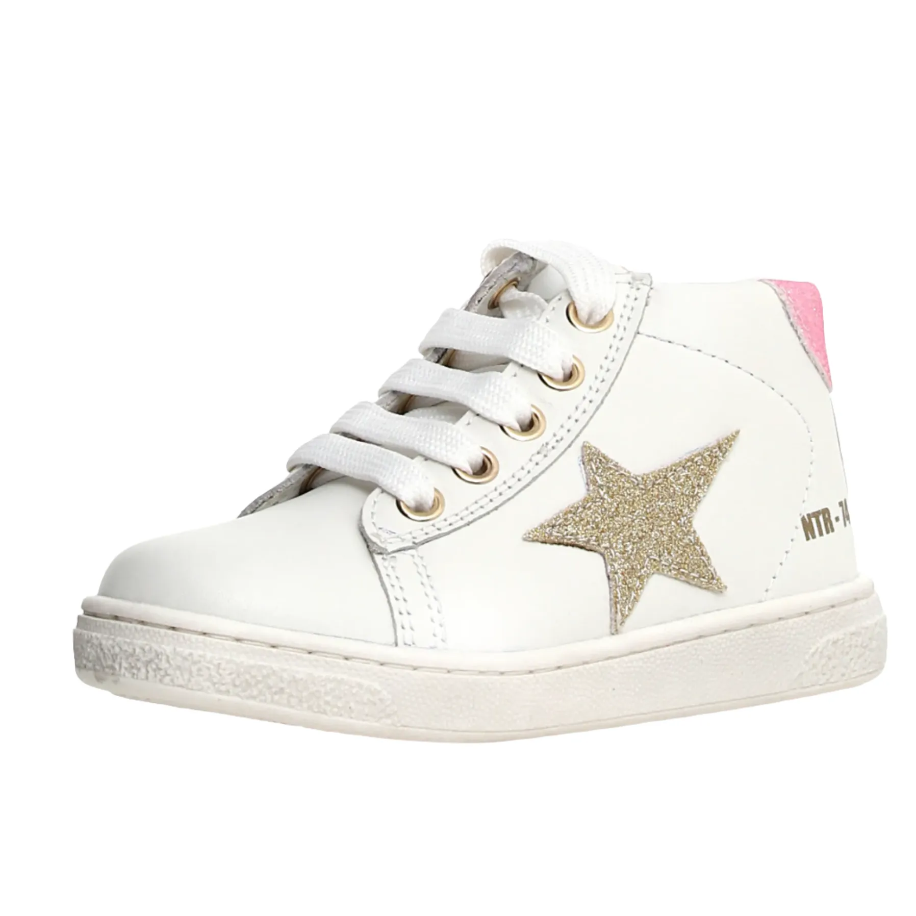 Naturino Pinn High Zip Girl's Casual Shoes - White/Platinum metro style