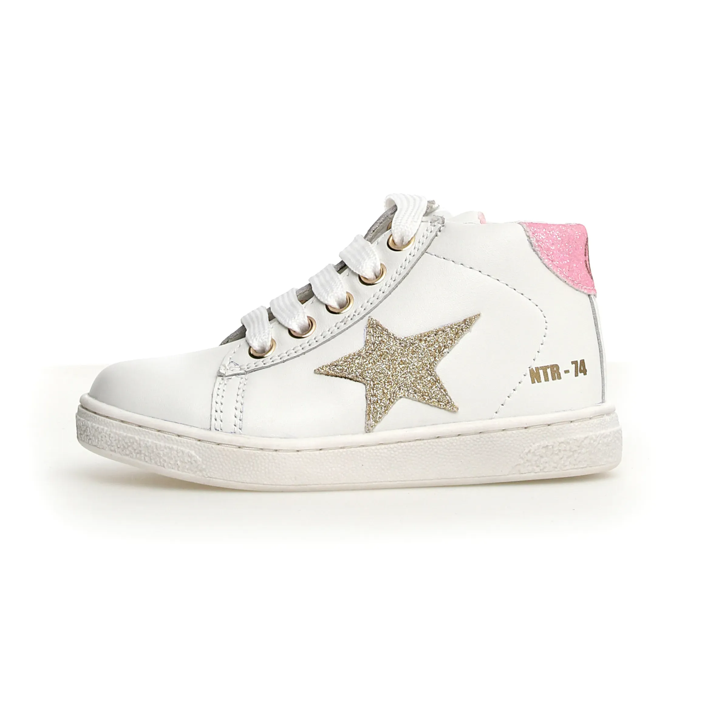 Naturino Pinn High Zip Girl's Casual Shoes - White/Platinum relax edge