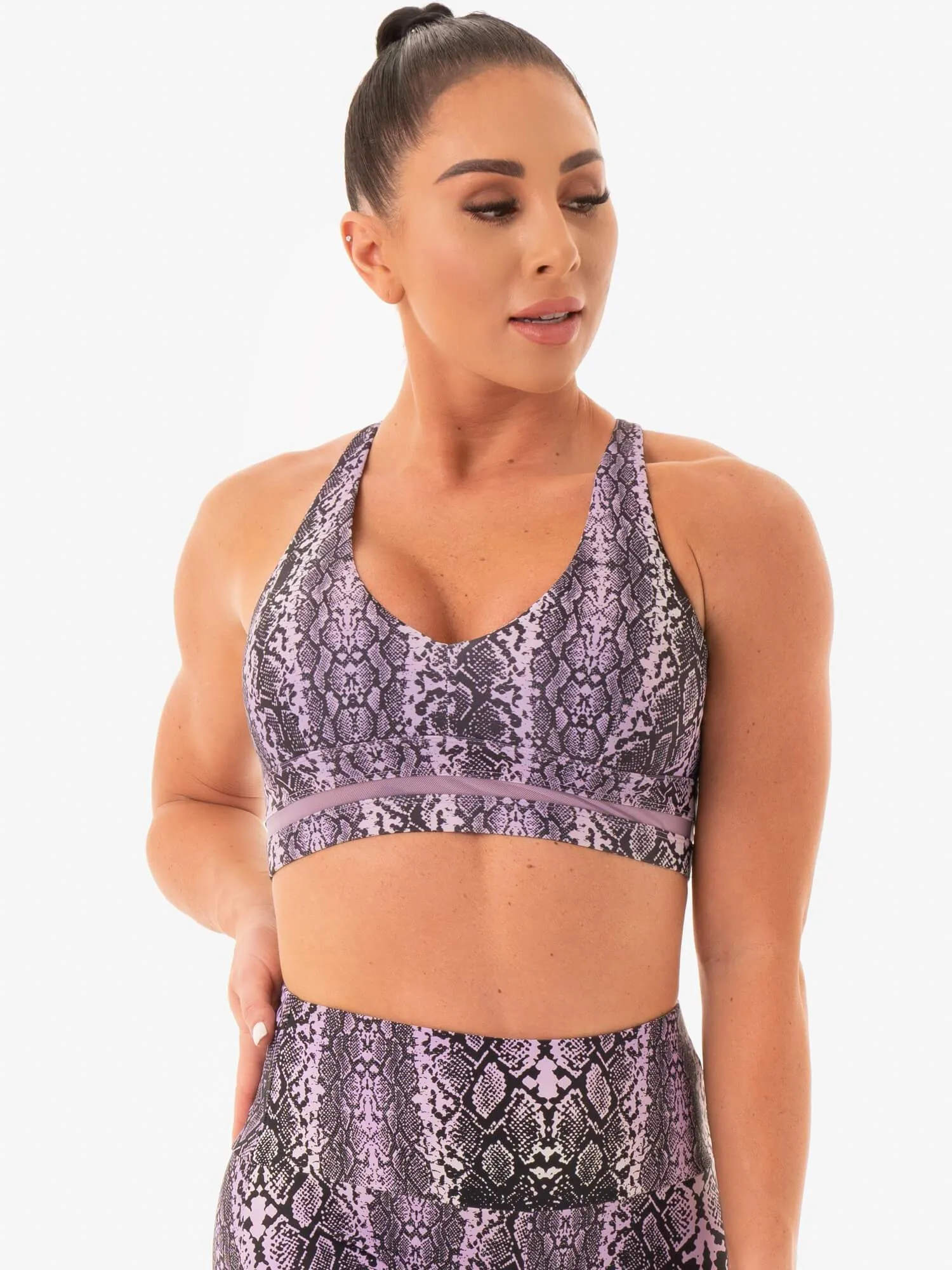 NEM X RW Sports Bra - Purple Snake Shock Design