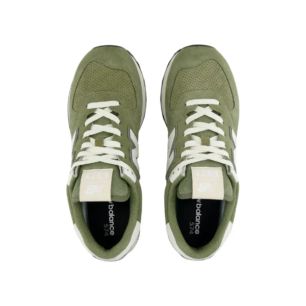 New Balance Unisex's 574 Green/White warm tone