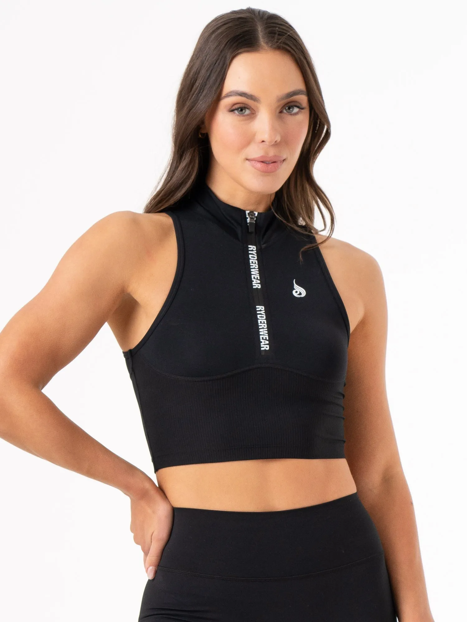 NKD 1/2 Zip Tank - Black fashion light