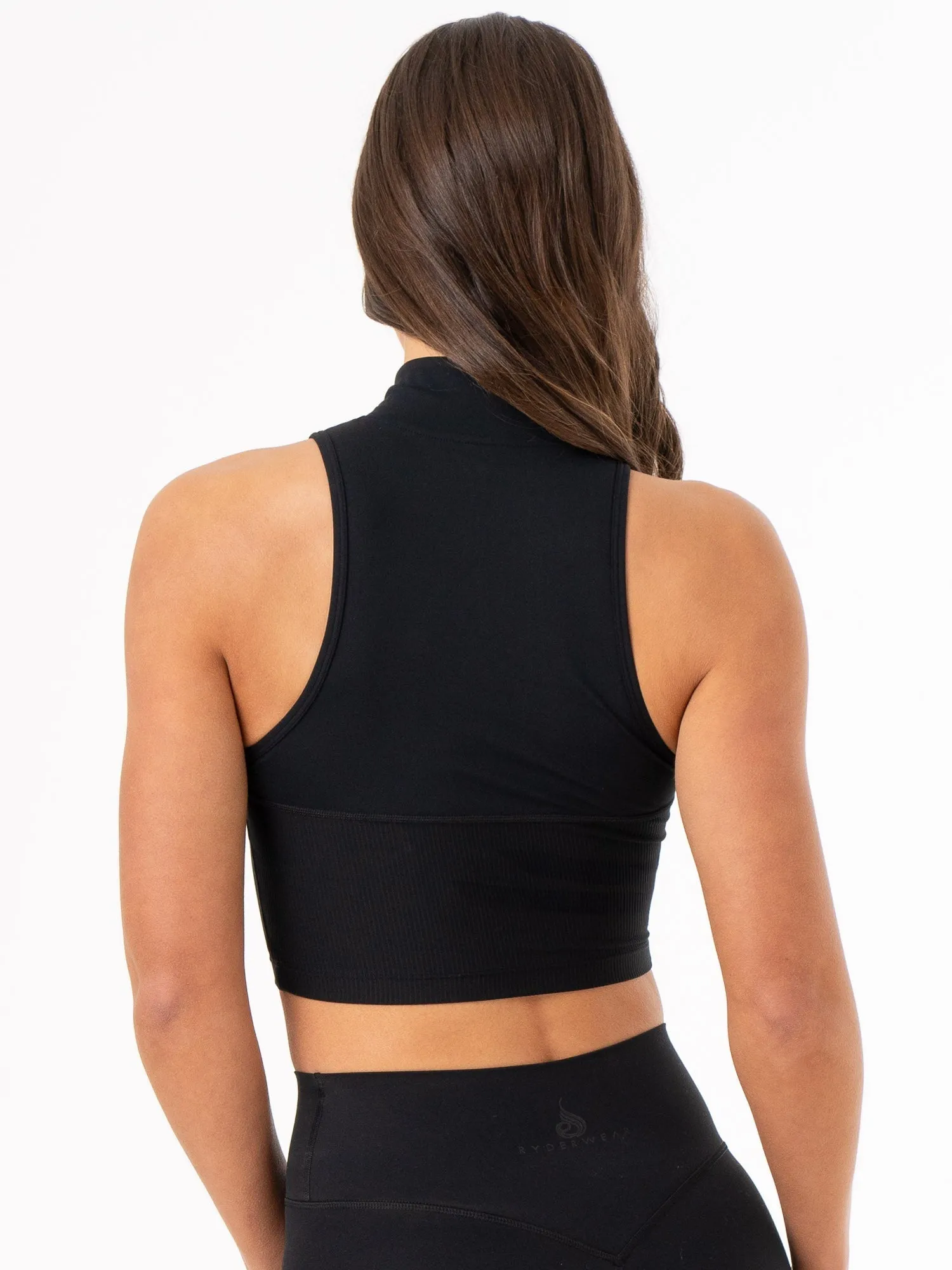 NKD 1/2 Zip Tank - Black casual versatile