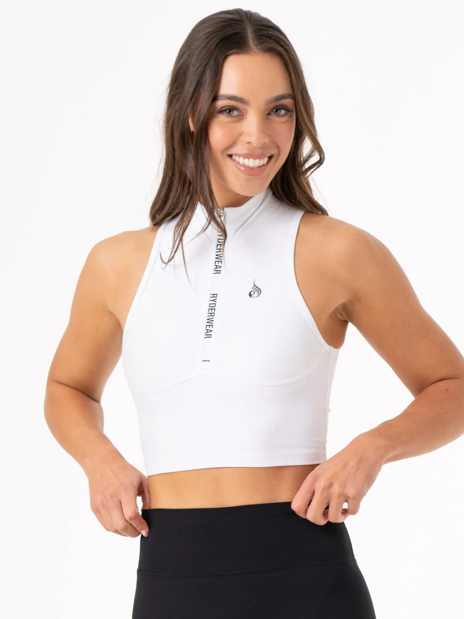NKD 1/2 Zip Tank - White trendy choice