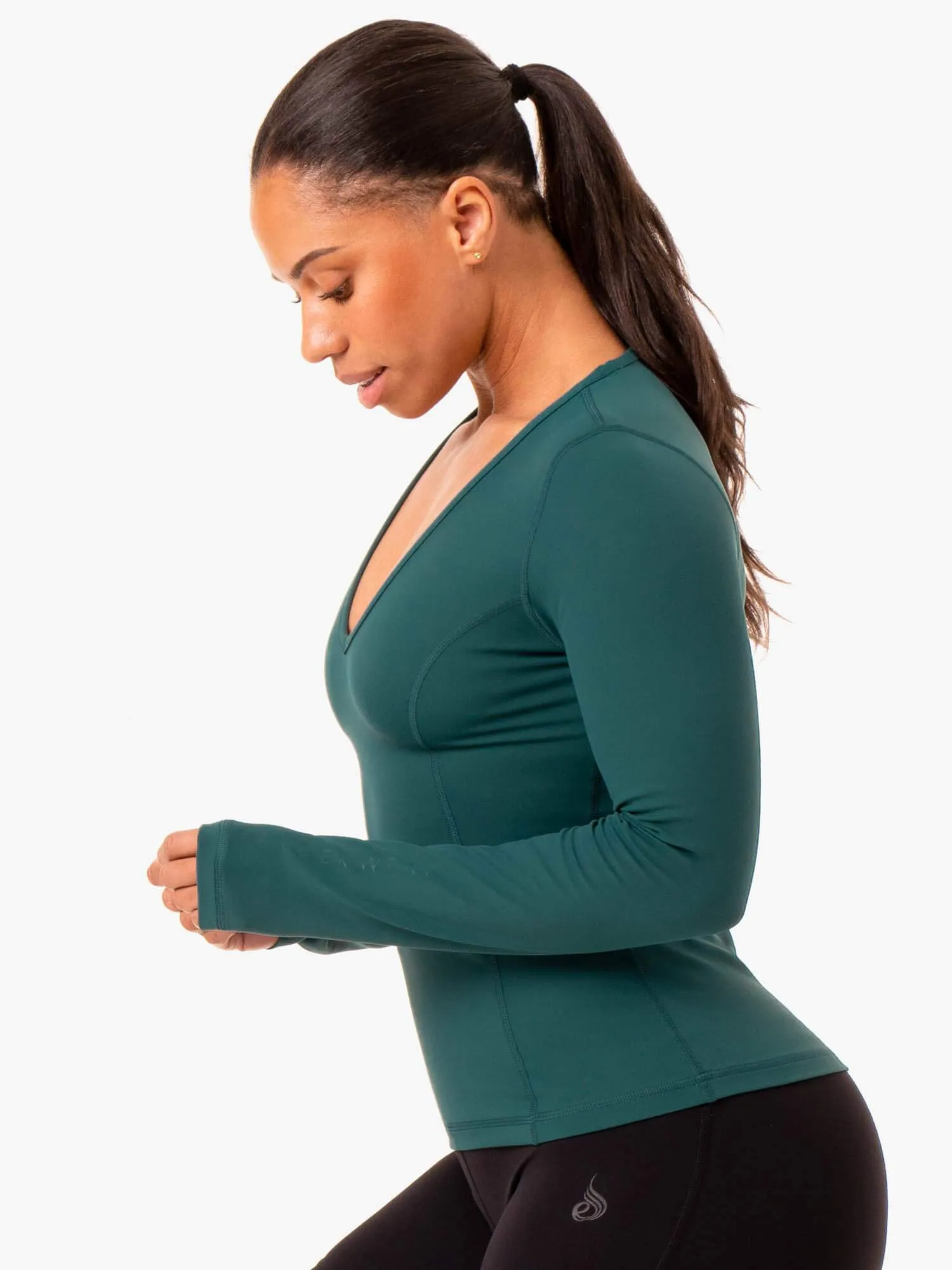 NKD Align Long Sleeve Training Top - Teal slim cut