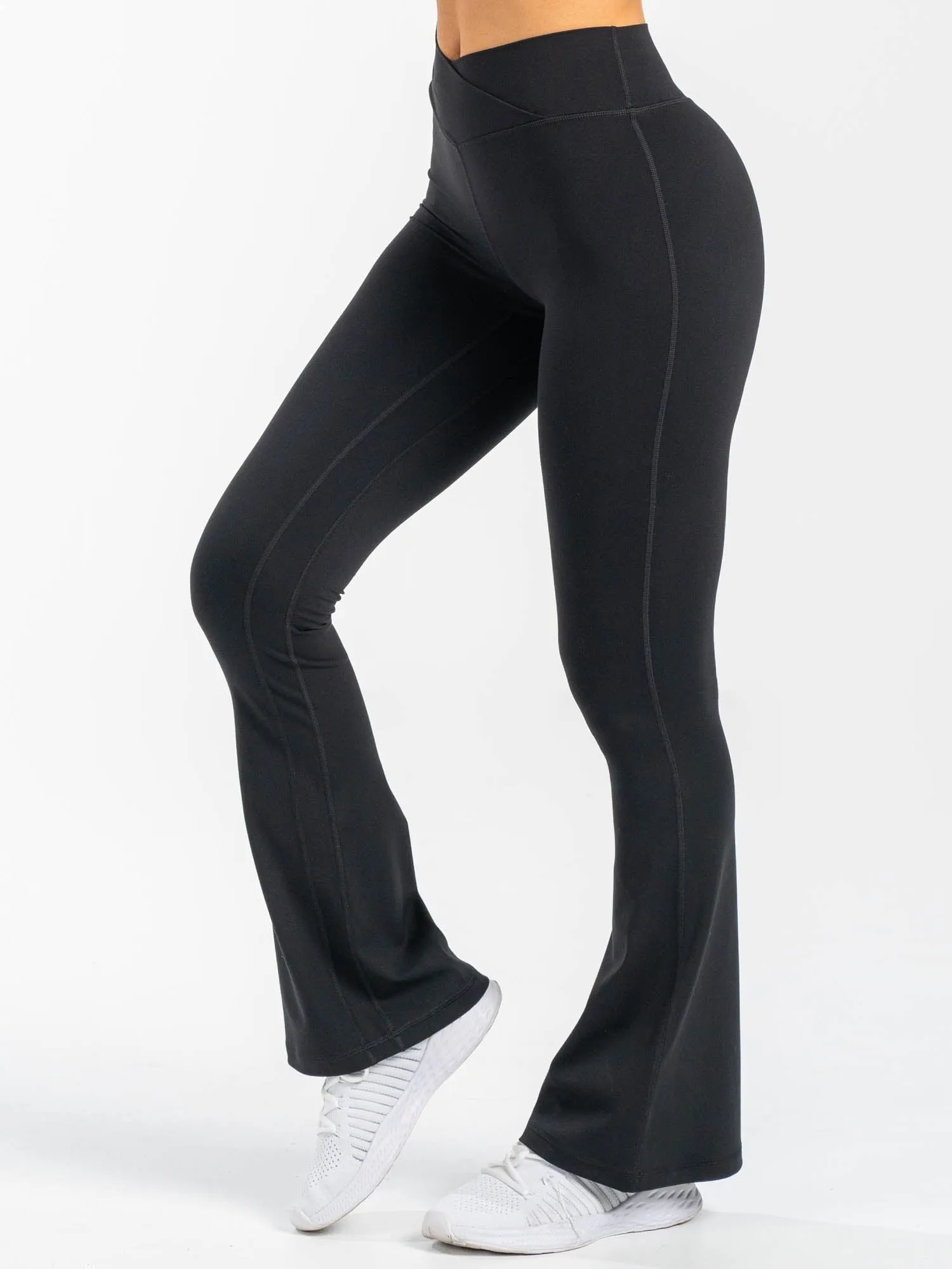 NKD Cross Waist Flared Leggings - Black Performance gear