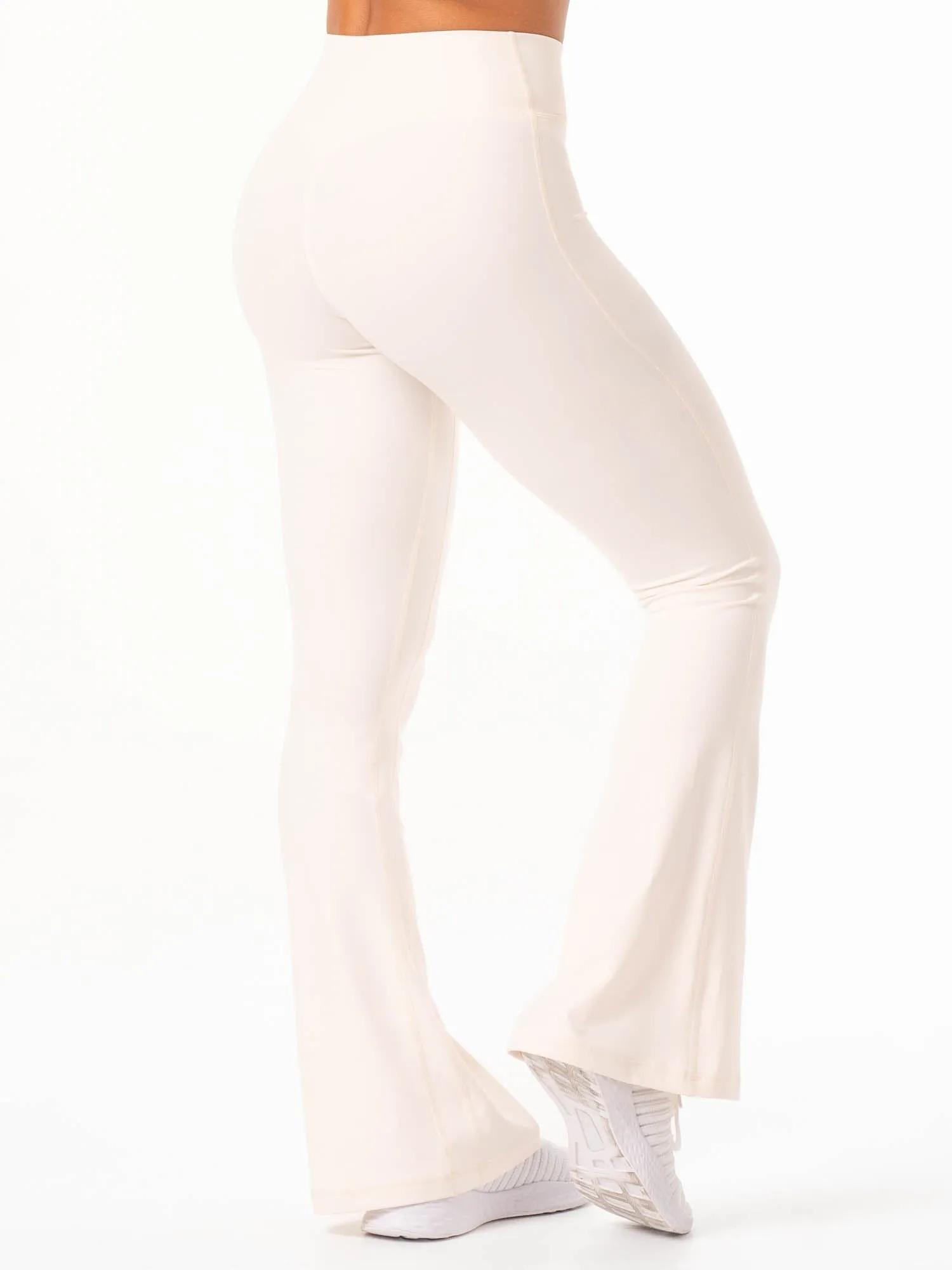 NKD Cross Waist Flared Leggings - Off White High waist