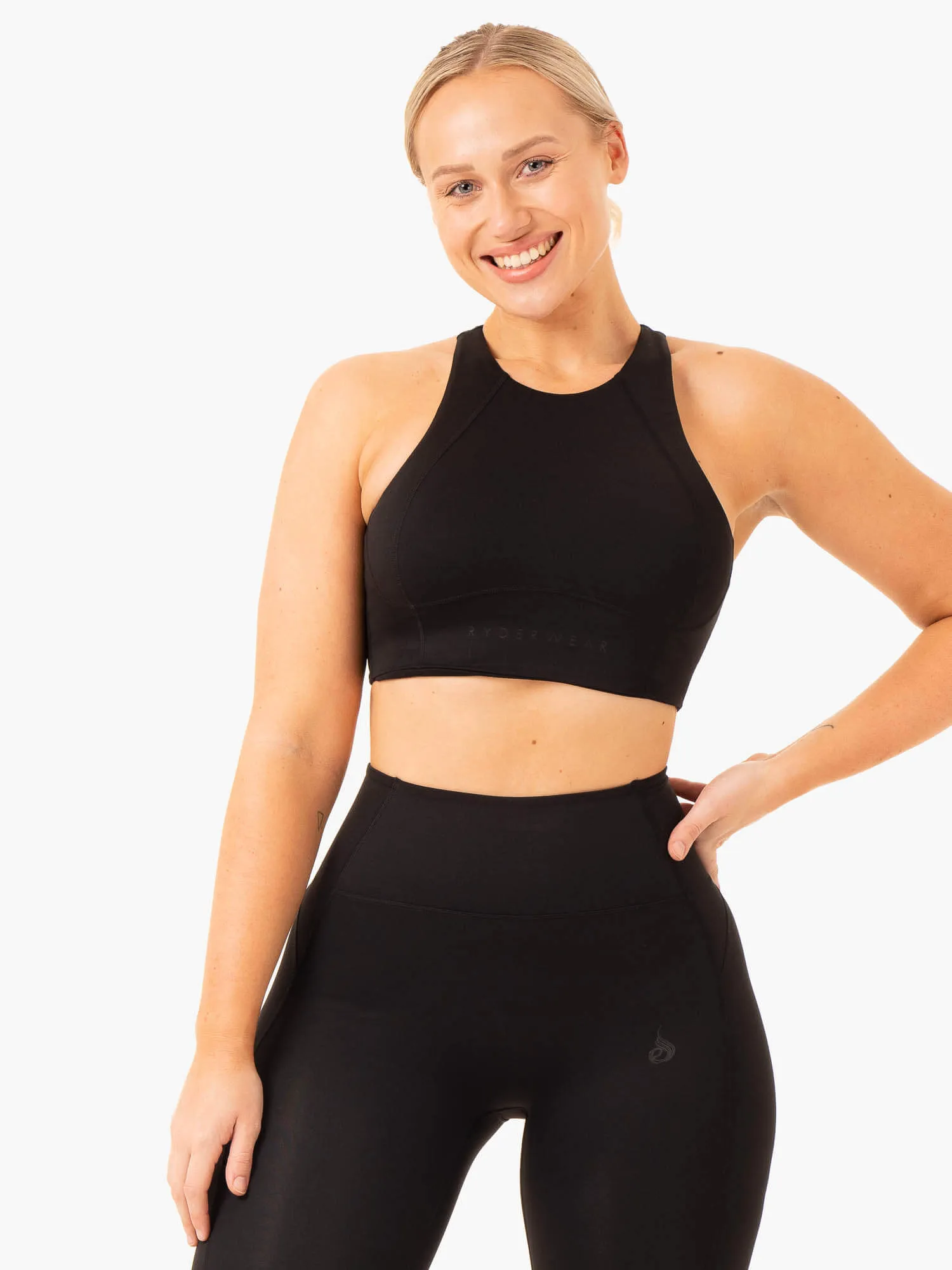NKD Frame Long Line Sports Bra - Black Elastic Design