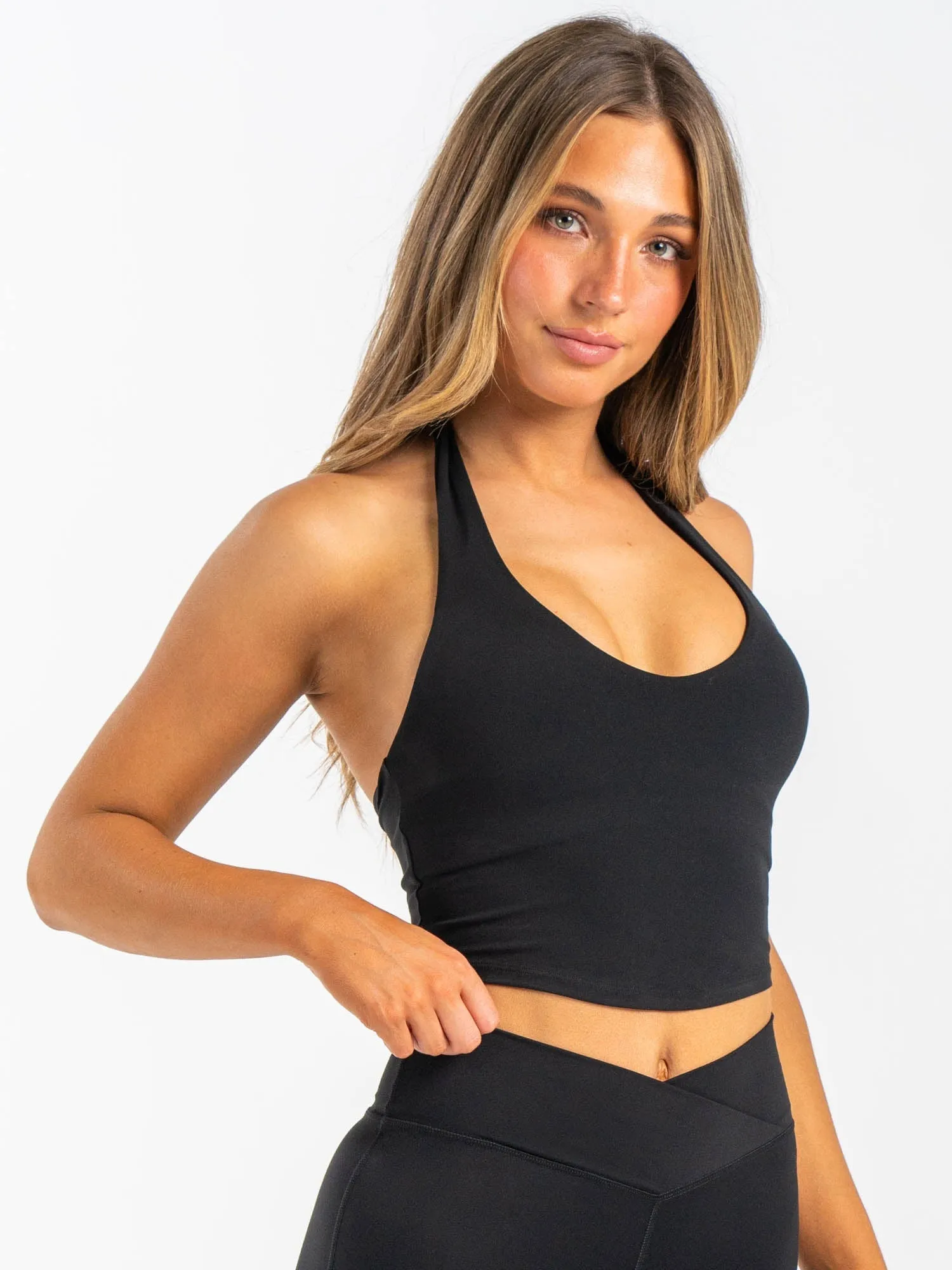 NKD Halter Shelf Tank - Black All Day Comfort