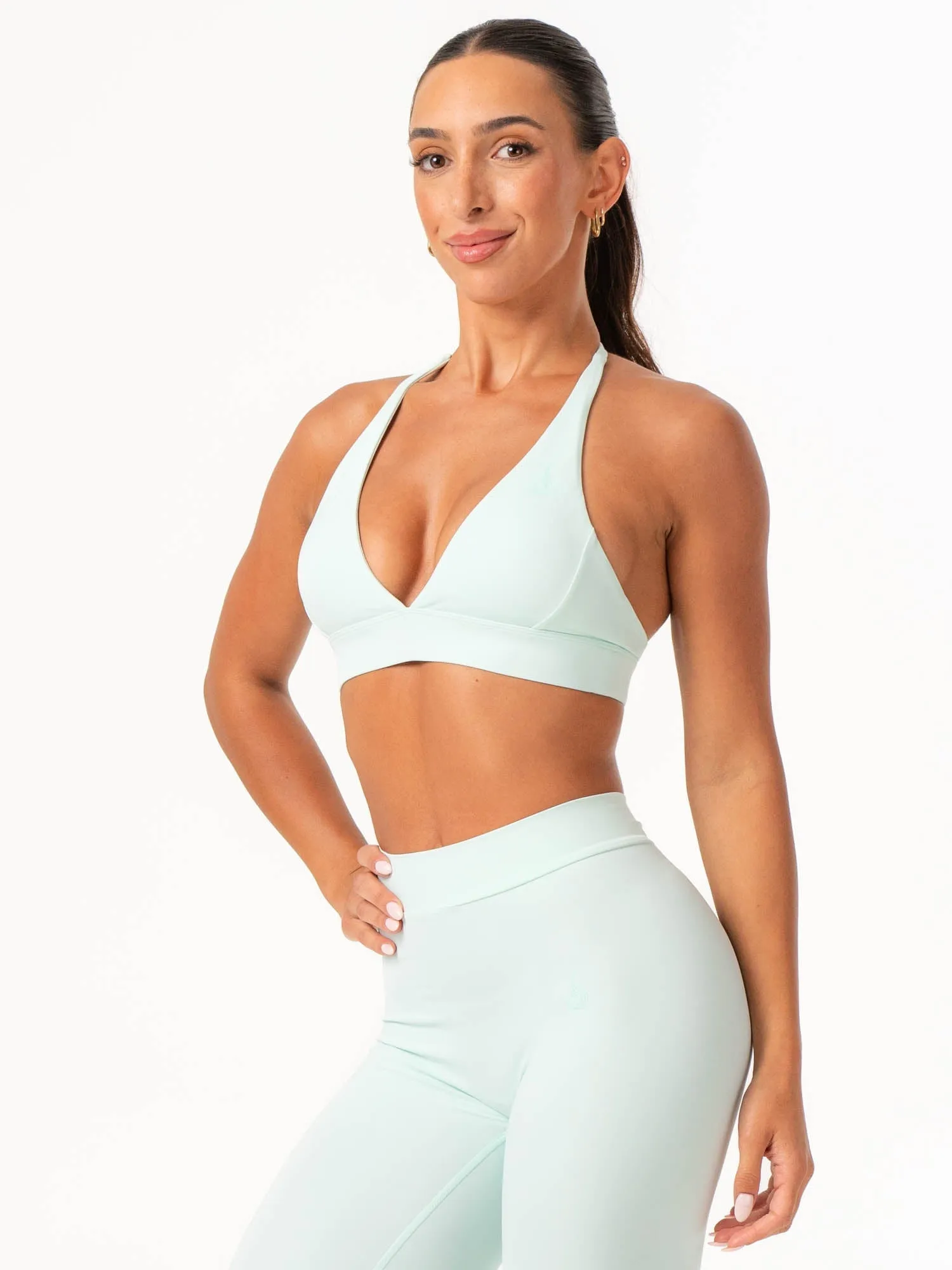 NKD Halter Sports Bra - Cool Mint Stretch Fit