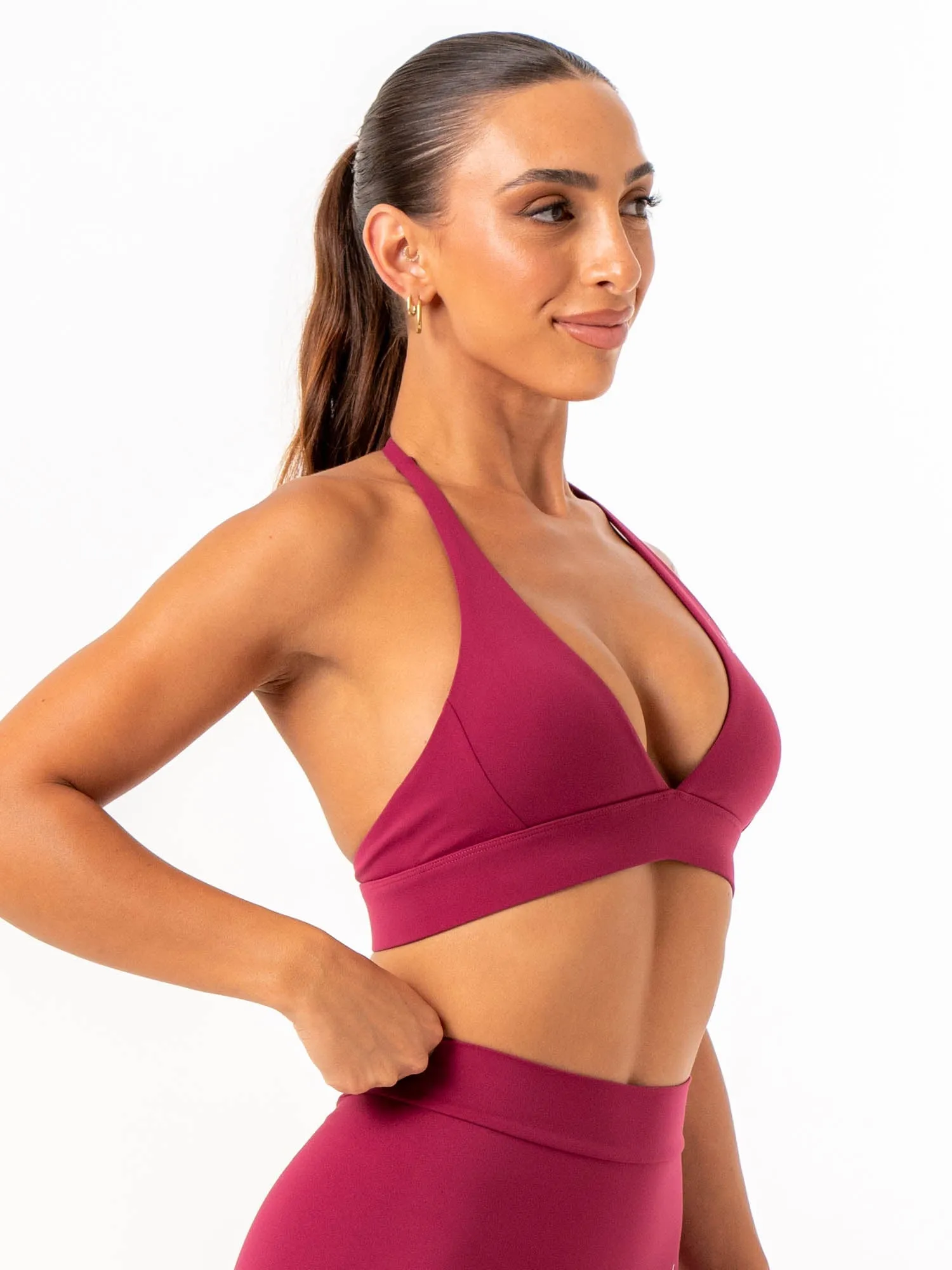 NKD Halter Sports Bra - Wine Dynamic Fit