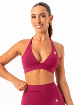 NKD Halter Sports Bra - Wine Skin Soft