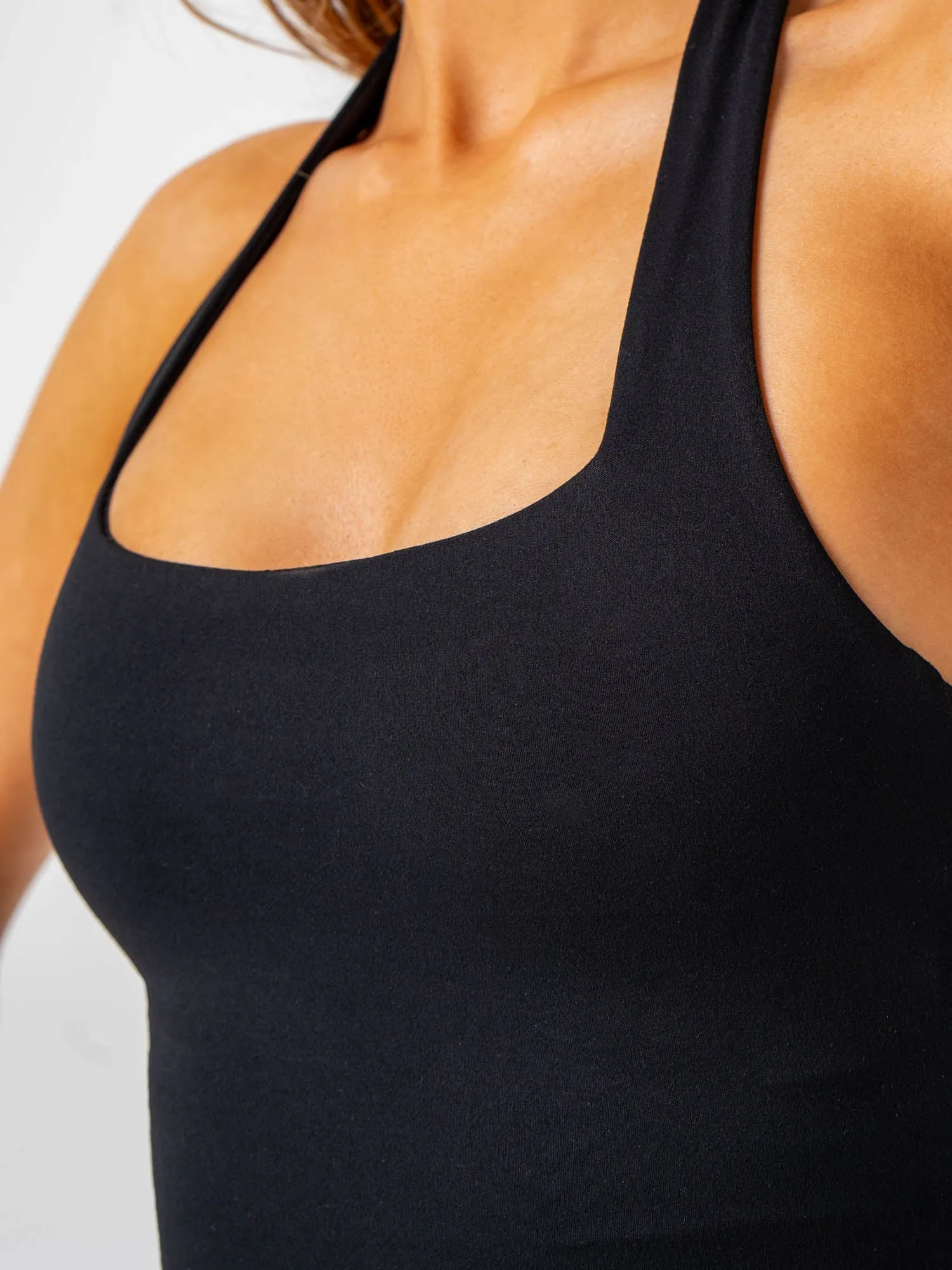 NKD Halter Tank - Black stretch fabric