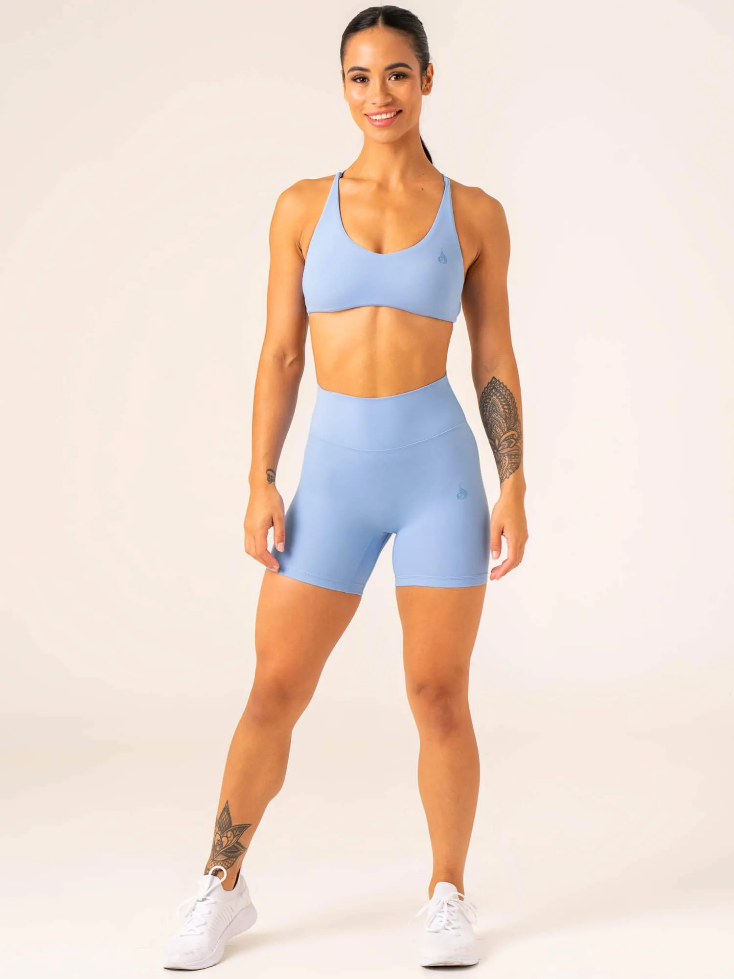 NKD High Waisted Scrunch Shorts - Blue sweat management