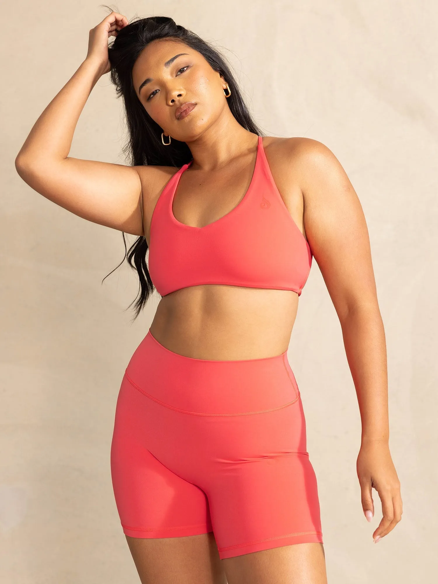 NKD High Waisted Scrunch Shorts - Neon Salmon skin comfort