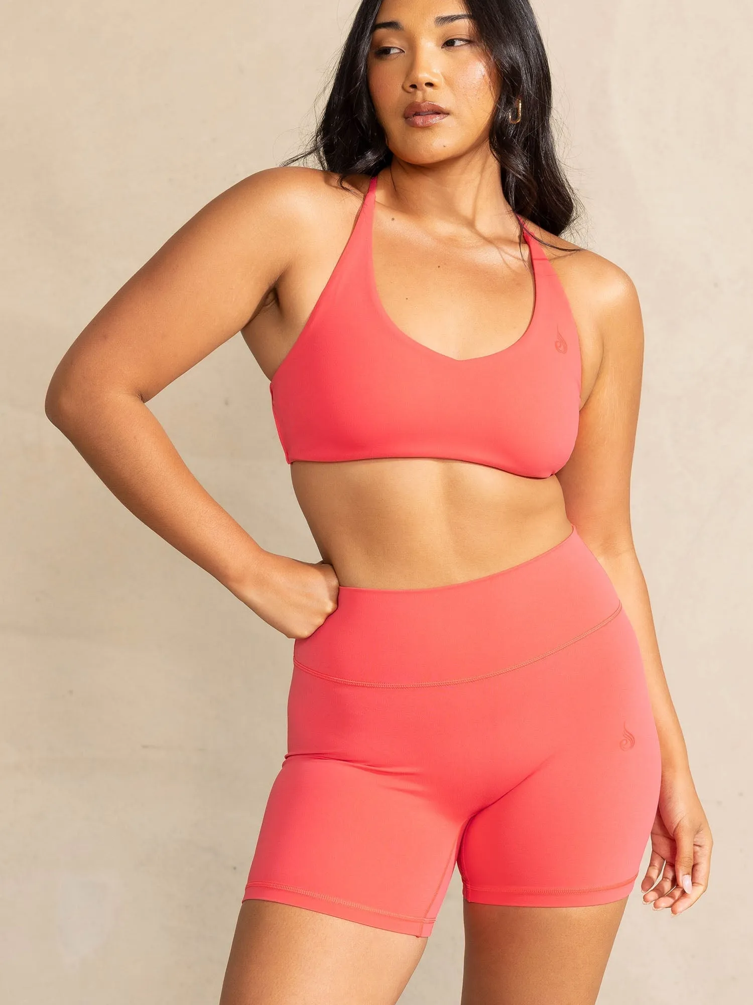 NKD High Waisted Scrunch Shorts - Neon Salmon functional clothing