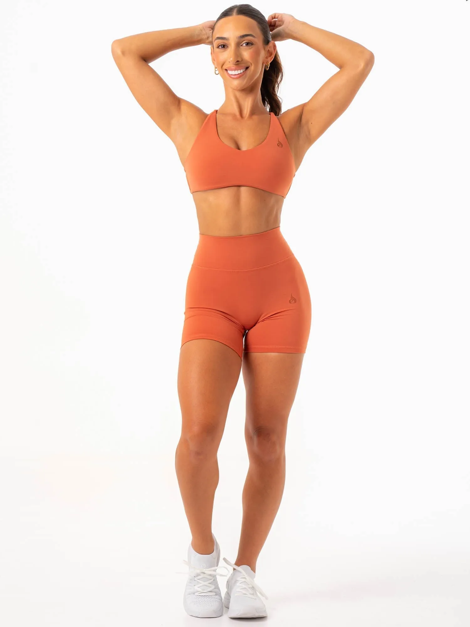 NKD High Waisted Scrunch Shorts - Terracotta fitness club