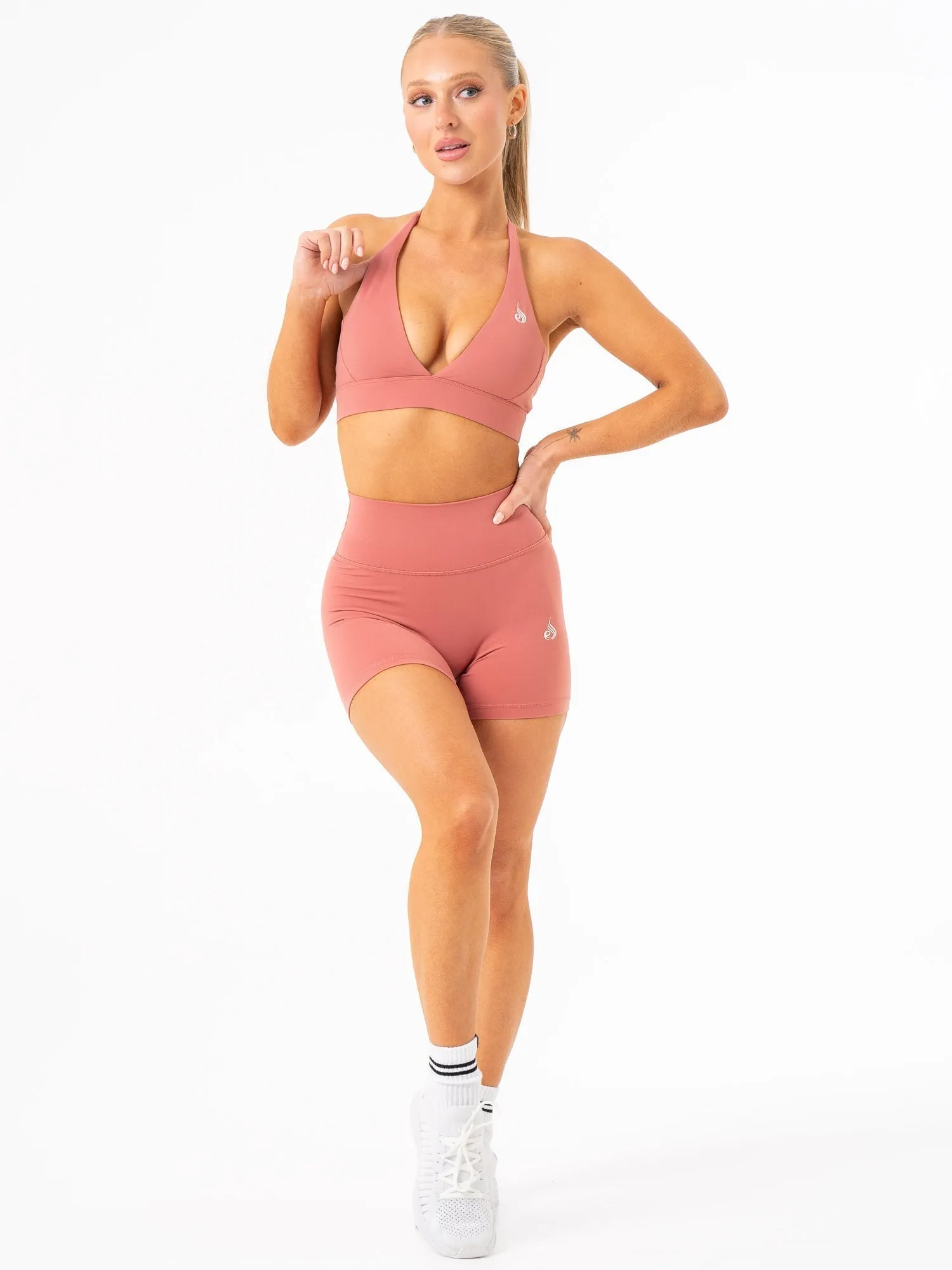 NKD High Waisted Shorts - Dusty Pink body sculpting