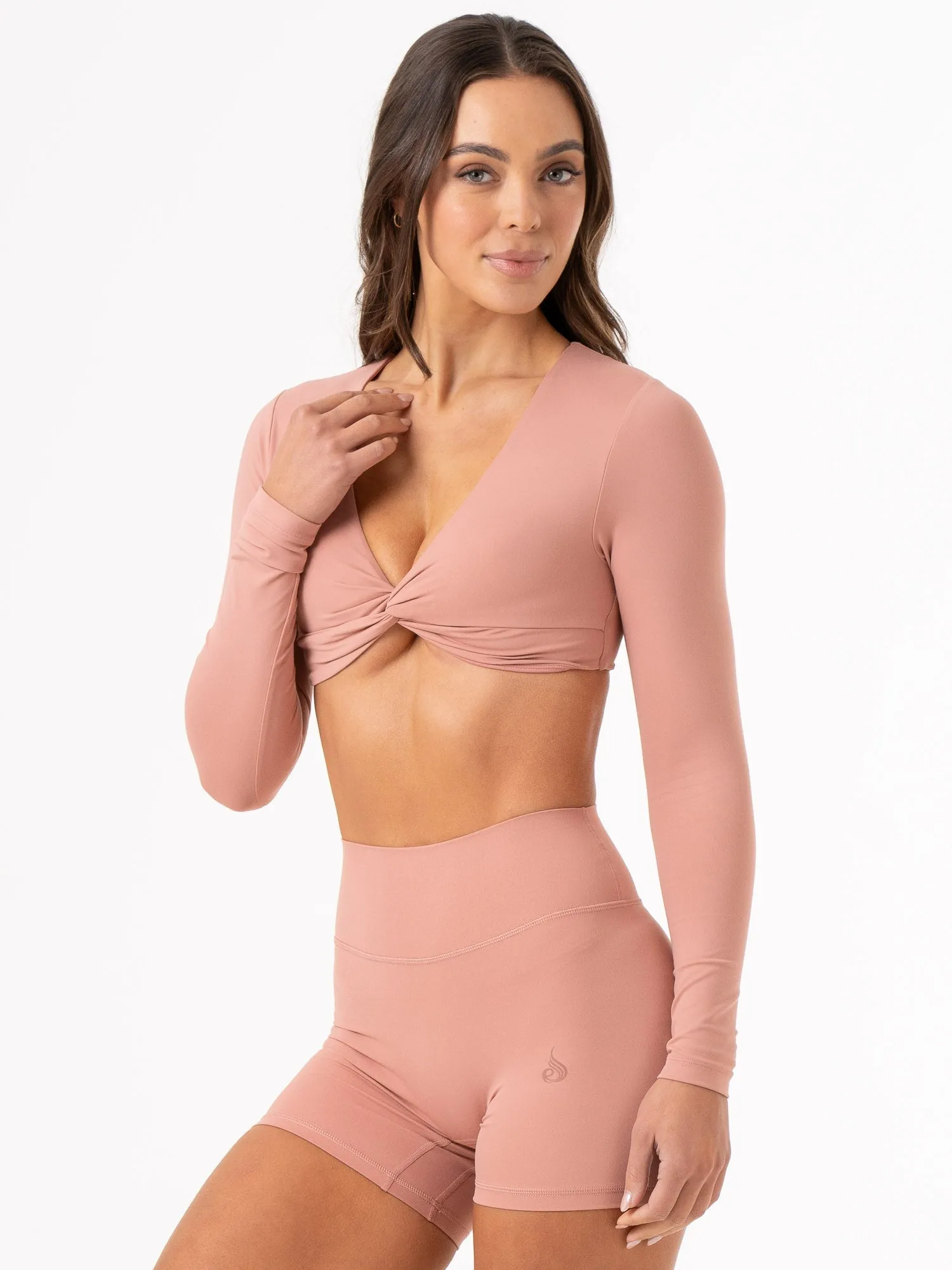 NKD Knot Long Sleeve Top - Dusty Pink warm care