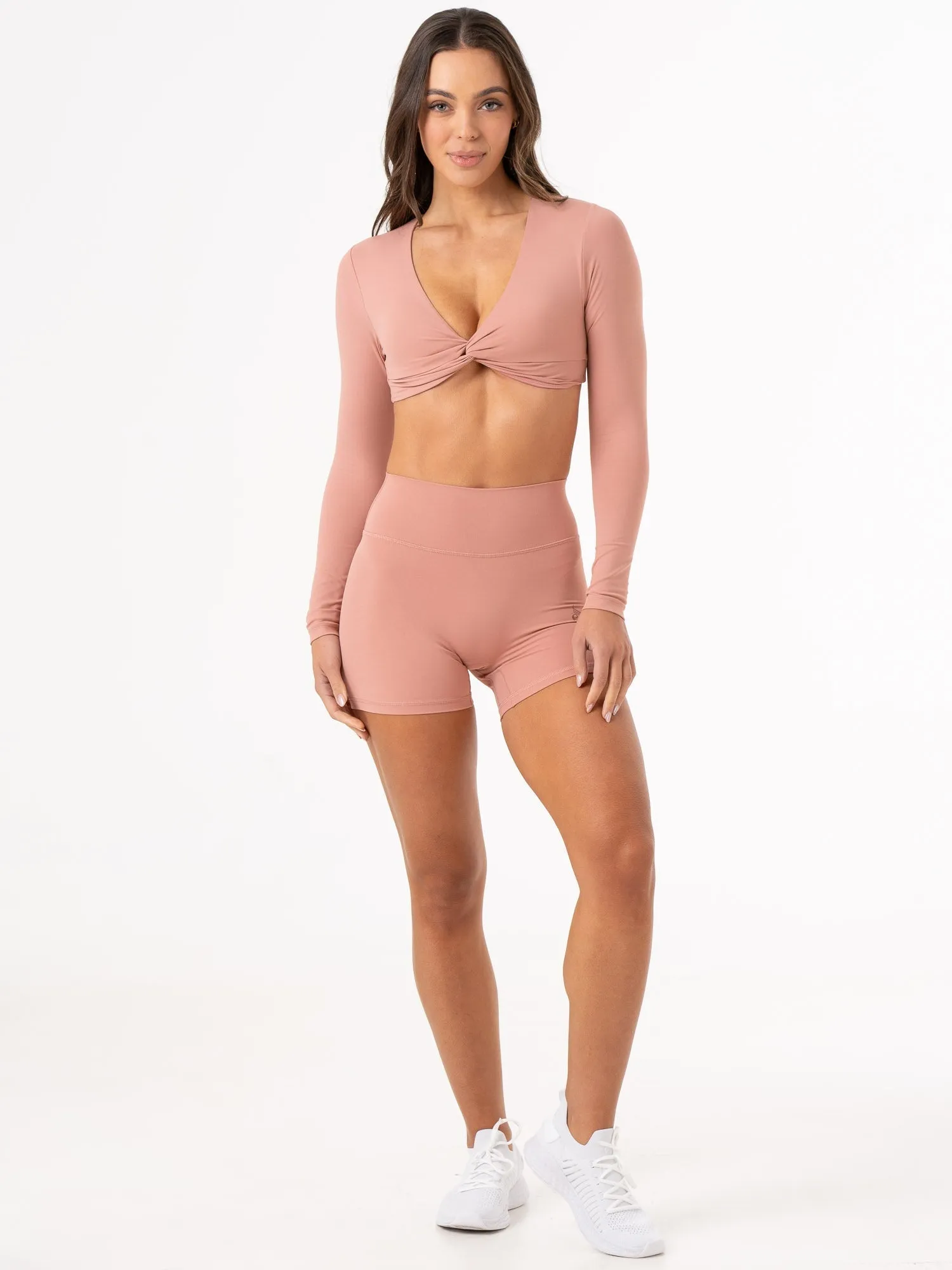 NKD Knot Long Sleeve Top - Dusty Pink functional wear