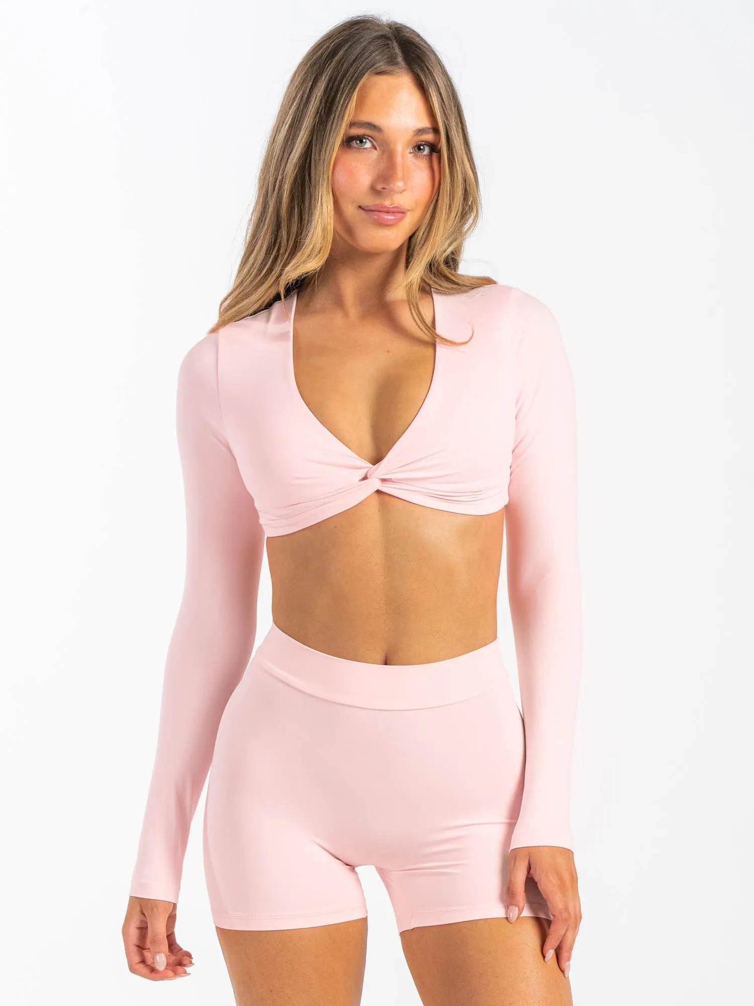 NKD Knot Long Sleeve Top - Pink Musk airy breath