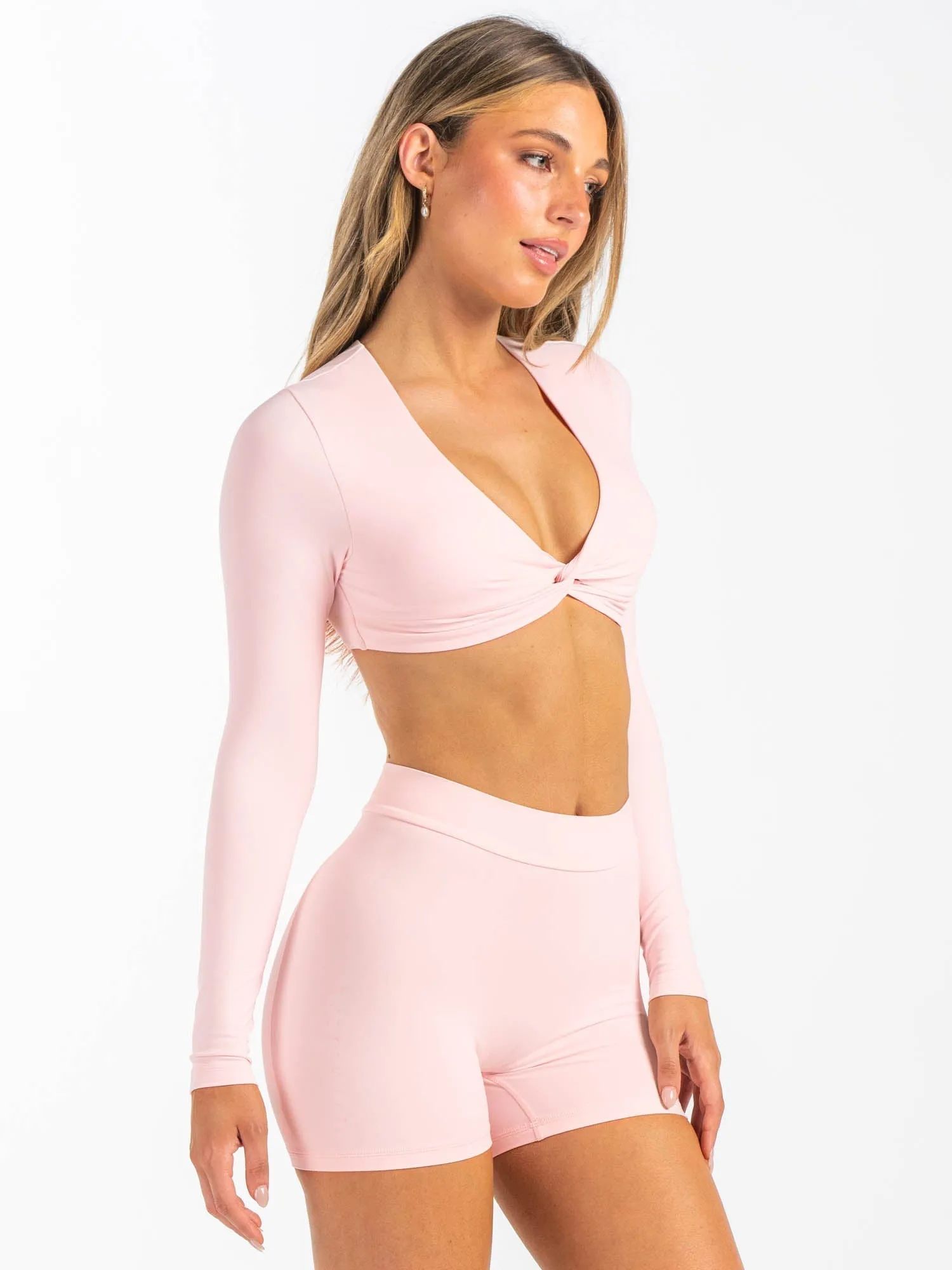 NKD Knot Long Sleeve Top - Pink Musk sporty casual