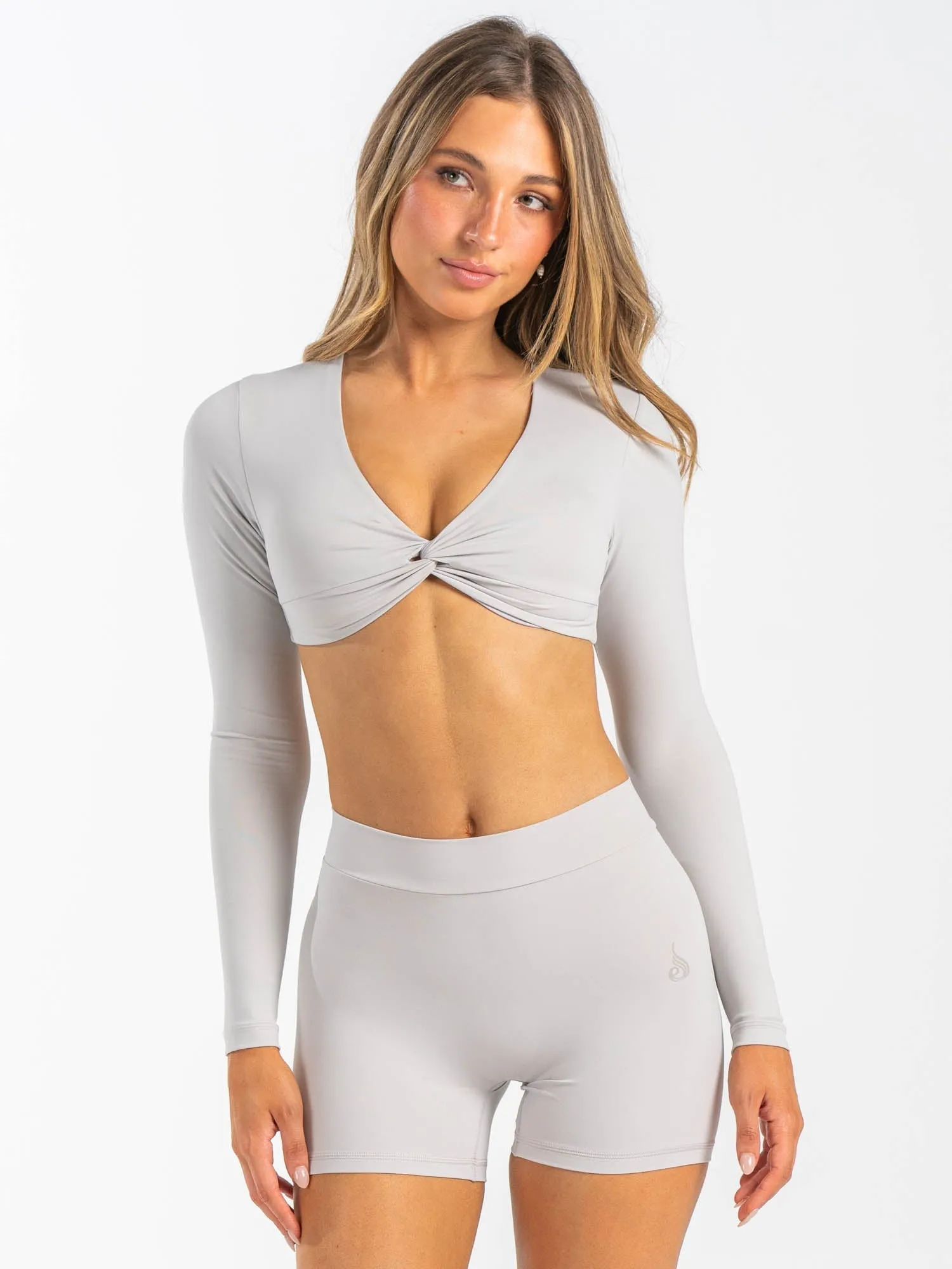 NKD Knot Long Sleeve Top - Sugar Dust sporty casual