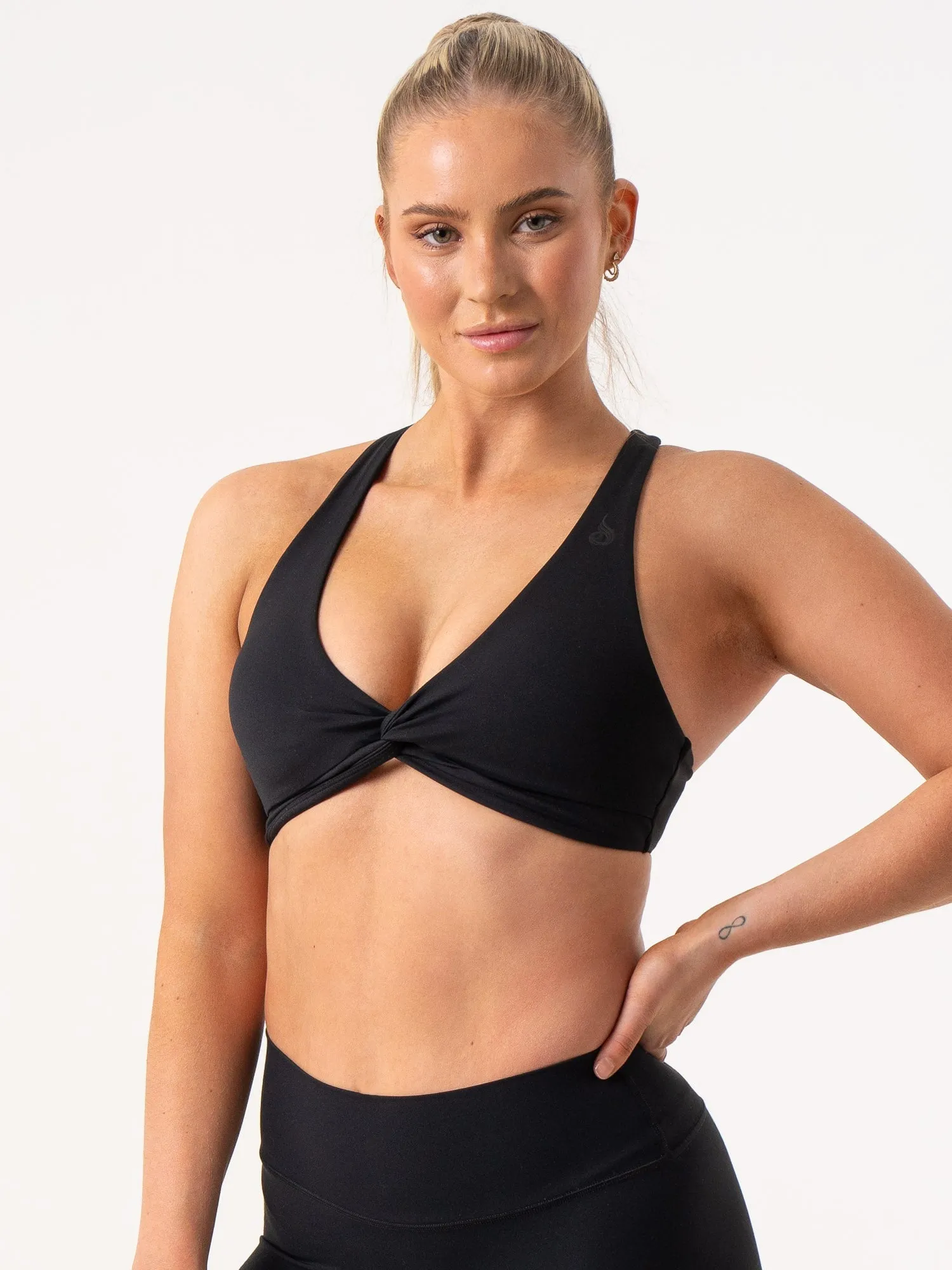 NKD Knot Sports Bra - Black Compression Hold