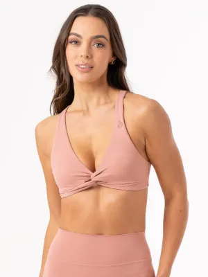 NKD Knot Sports Bra - Dusty Pink Compression Support