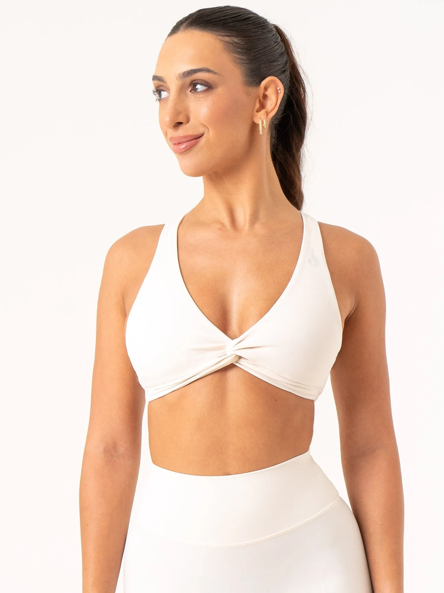NKD Knot Sports Bra - Off White Chest Support