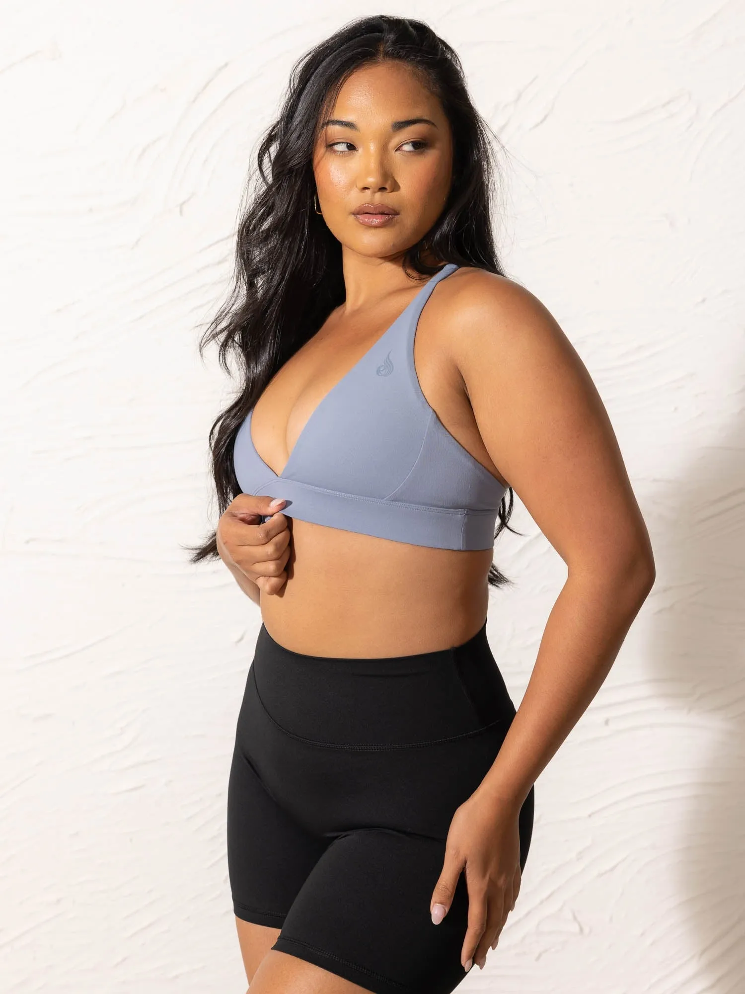 NKD Low Neck Sports Bra - Denim Blue Strong Grip