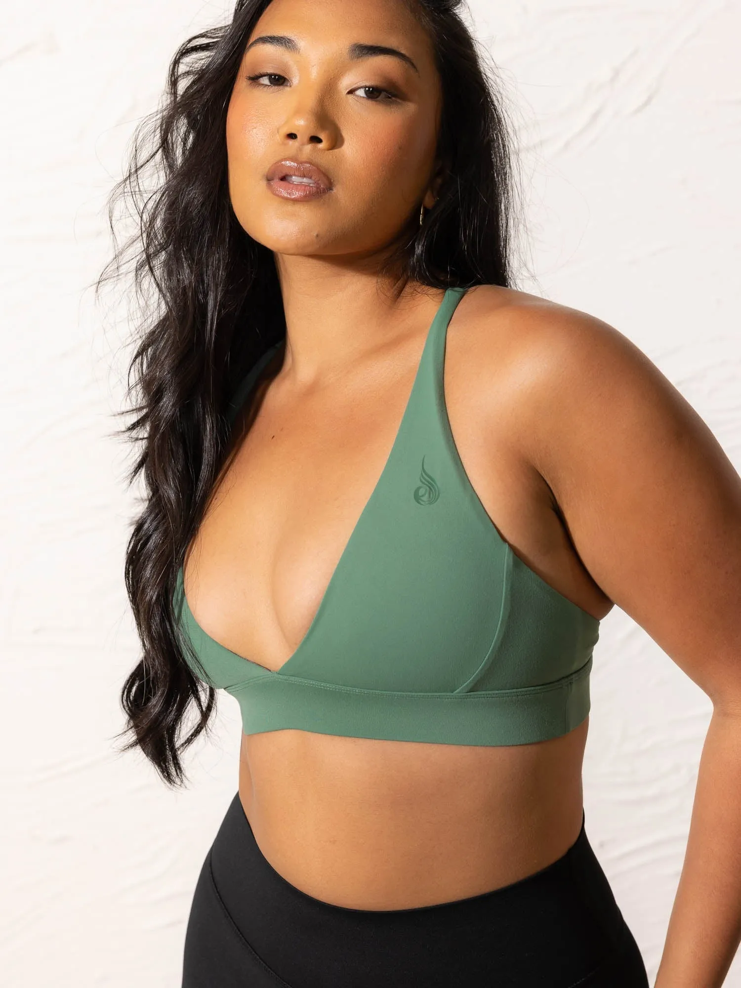 NKD Low Neck Sports Bra - Forest Green Seamless Work