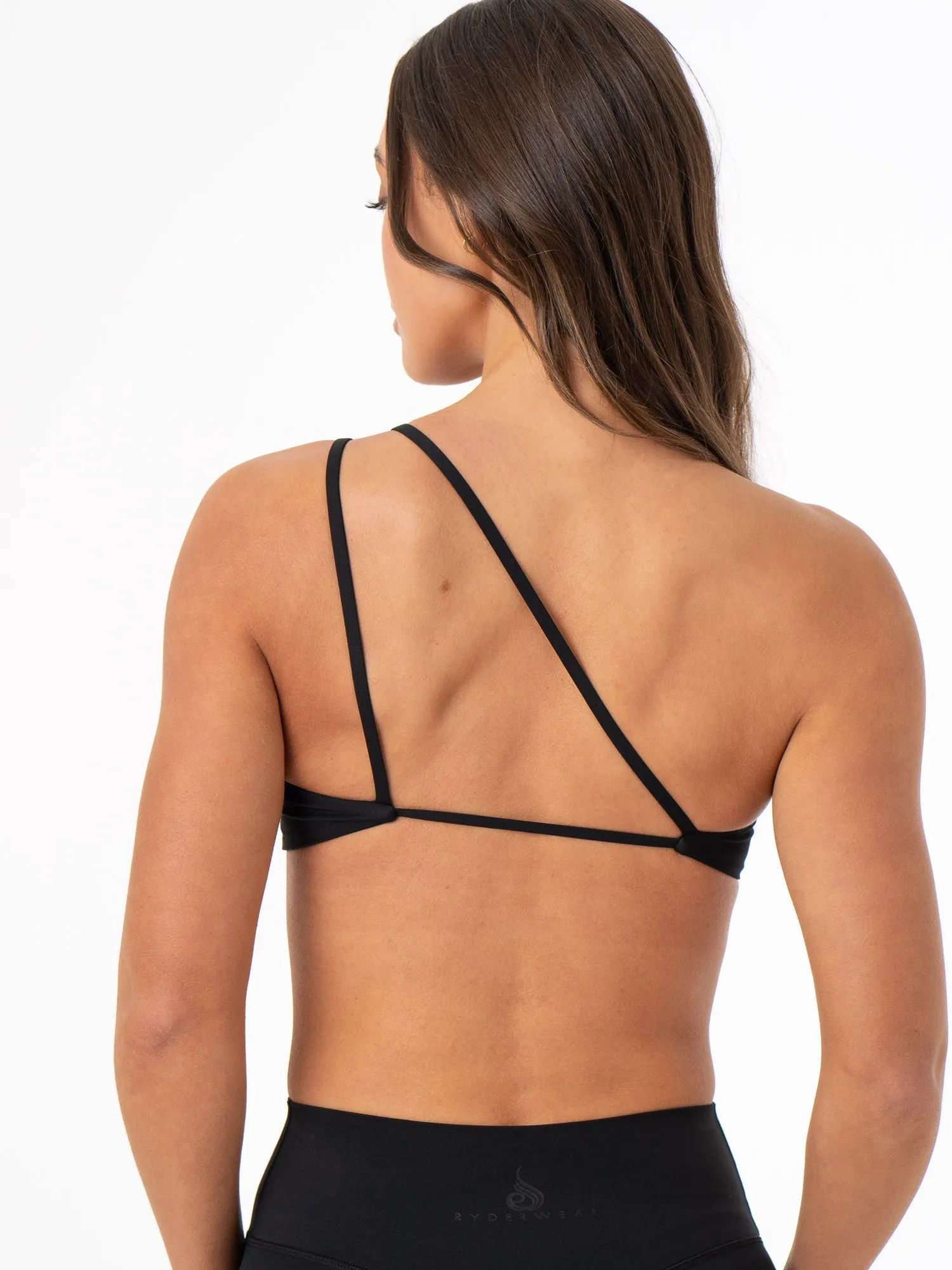 NKD One Shoulder Sports Bra - Black Breath Holes